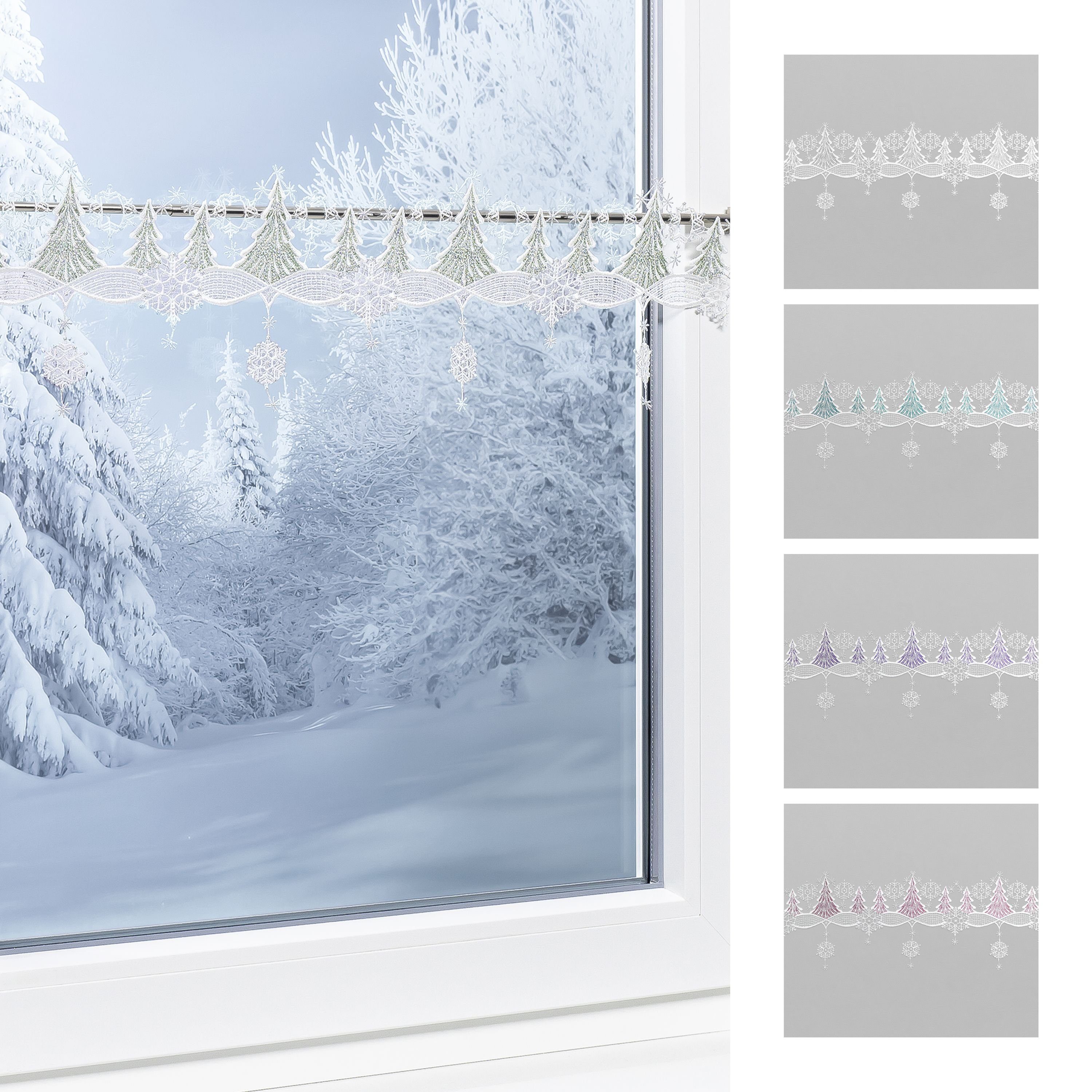 Scheibengardine Winterstille, Plauener Spitze®, (1 St), transparent, HxB  19x48cm