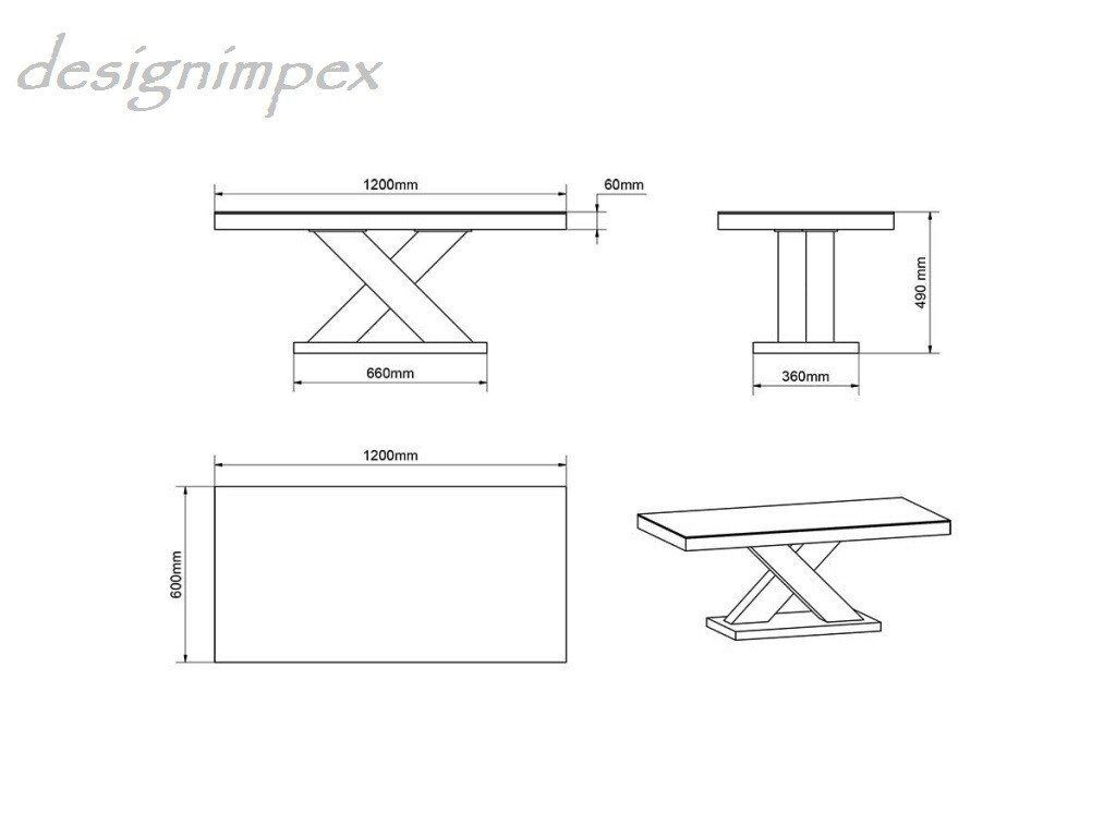 designimpex Schwarz Wohnzimmertisch Couchtisch H-888 Tisch Hochglanz Design