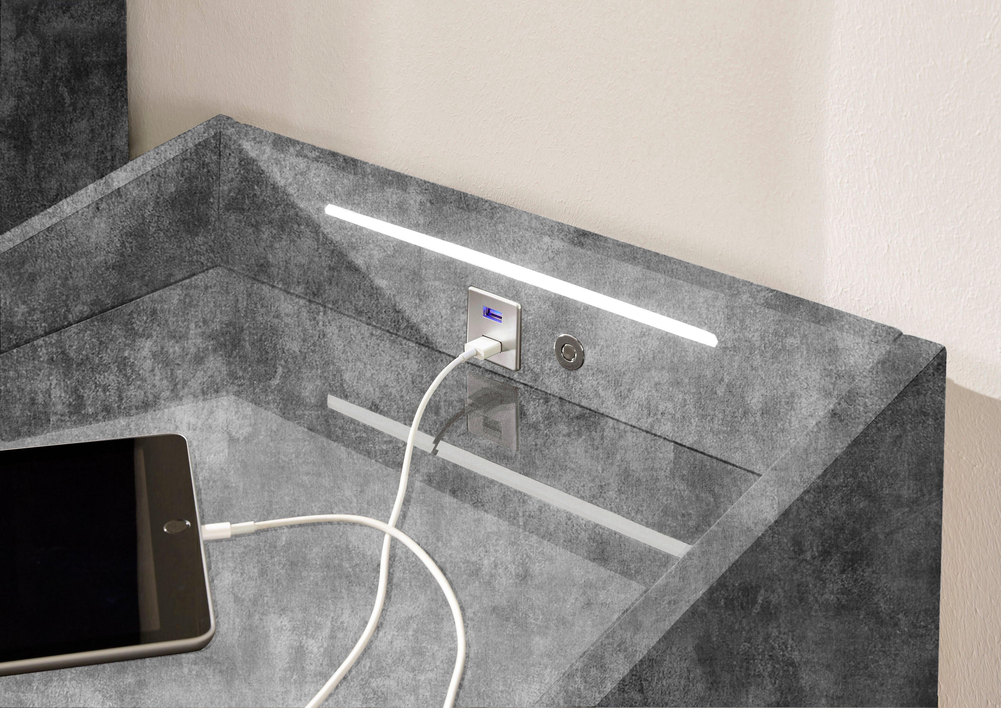 und USB-C-Anschluss & Nachtkonsole ED mit USB-Anschluss Moon, LED-Beleuchtung DESIGN EXCITING