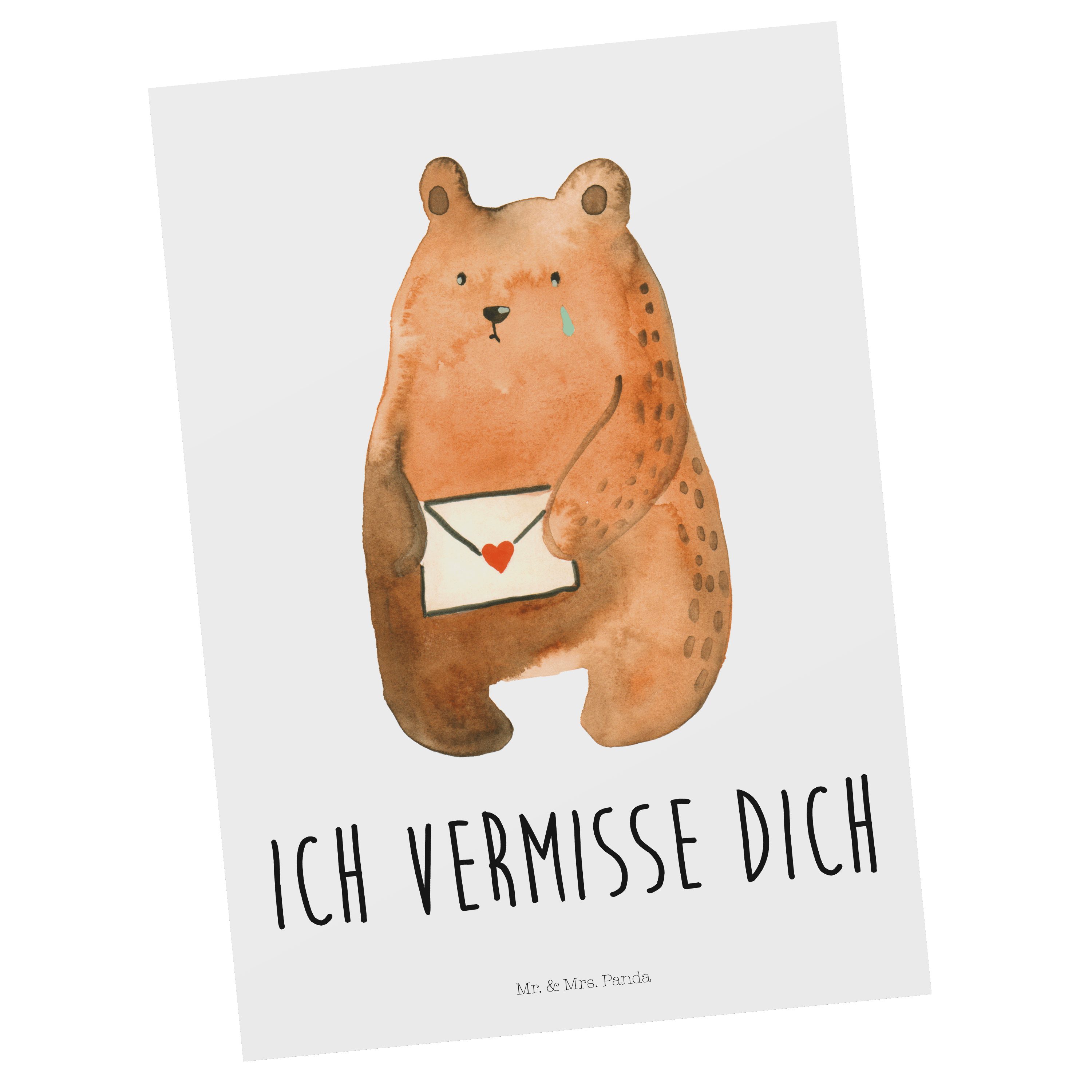 Mr. & Mrs. Panda Postkarte Liebesbrief-Bär - Weiß - Geschenk, Teddy, Dankeskarte, Geschenkkarte