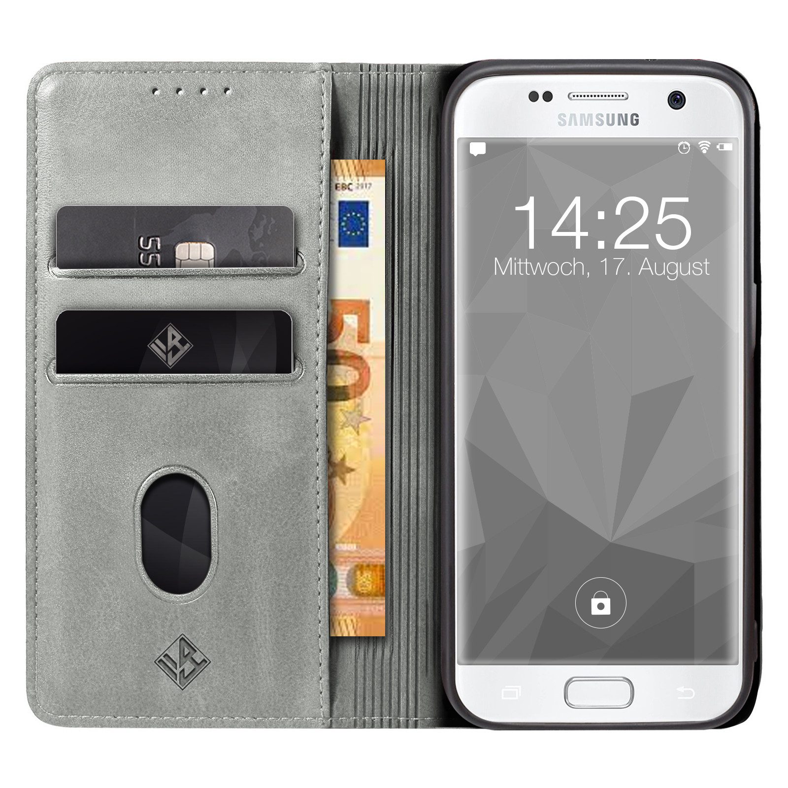 Tec-Expert Handyhülle Tasche Hülle für Samsung Galaxy S7 edge 5.5 Zoll, 5.5", Cover Klapphülle Case mit Kartenfach Fliphülle aufstellbar
