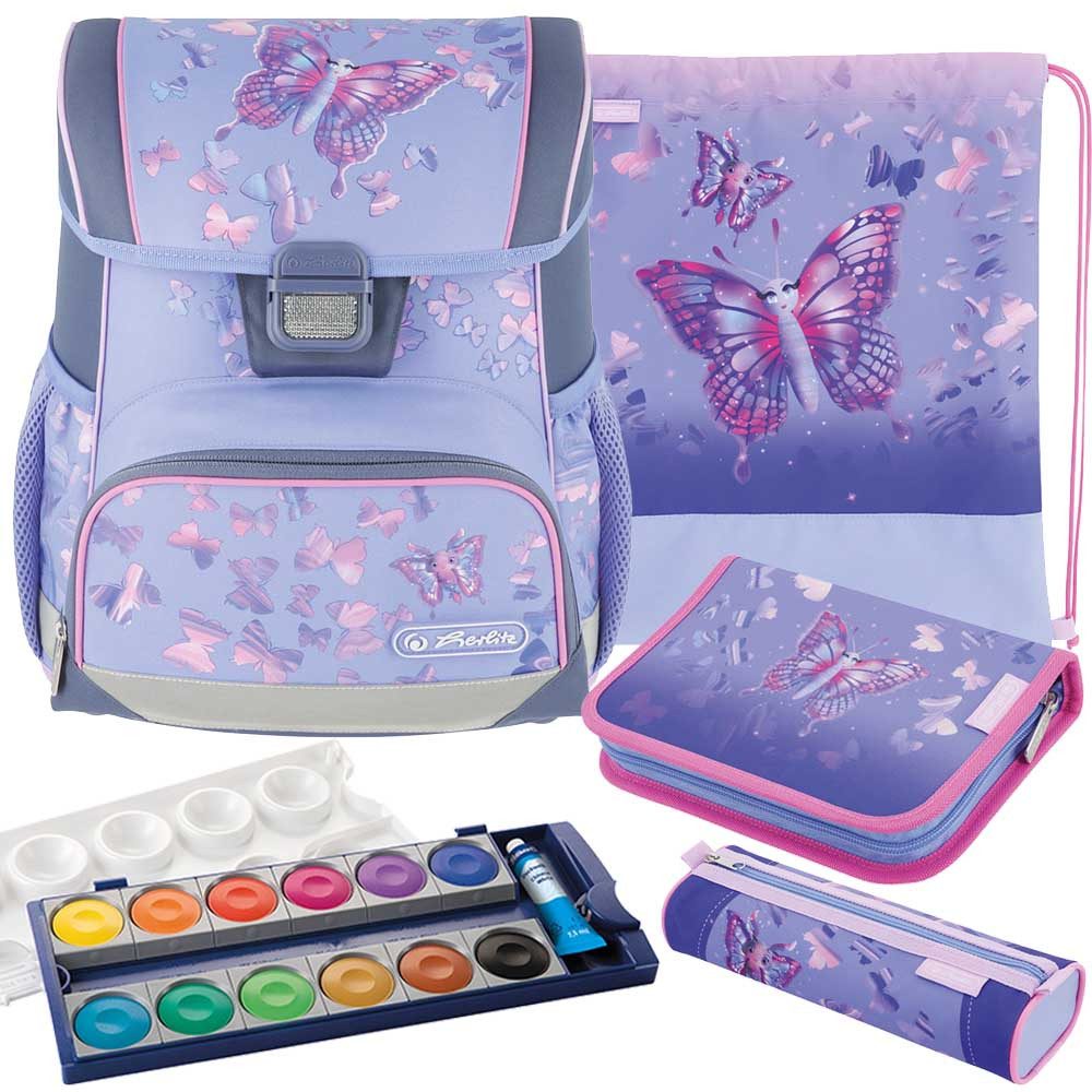 Herlitz Schulranzen Set Loop Plus 5-teilig 2024 Mädchen Butterfly Paradise
