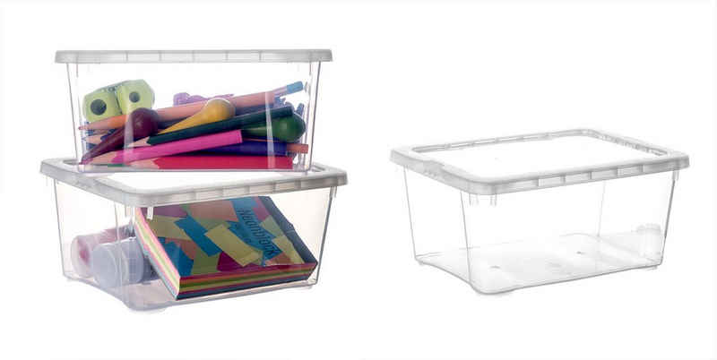 BigDean Aufbewahrungsbox »mit Deckel 1,7L klein − belüftete & stapelbare Klarsichtboxen transparent − aus PP−Kunststoff − Organizer Box Aufbewahrung Ordnungsboxen 19x14,5x9cm« (3 St)