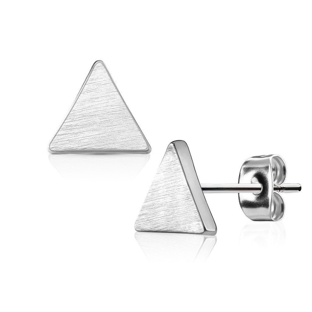 BUNGSA Ohrstecker-Set Ohrstecker Dreieck gebürstet Silber aus Edelstahl Damen (1 Paar (2 Stück), 2-tlg), Ohrschmuck