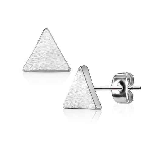 BUNGSA Ohrstecker-Set Ohrstecker Dreieck gebürstet Silber aus Edelstahl Damen (1 Paar (2 Stück), 2-tlg), Ohrschmuck, Ohrringe