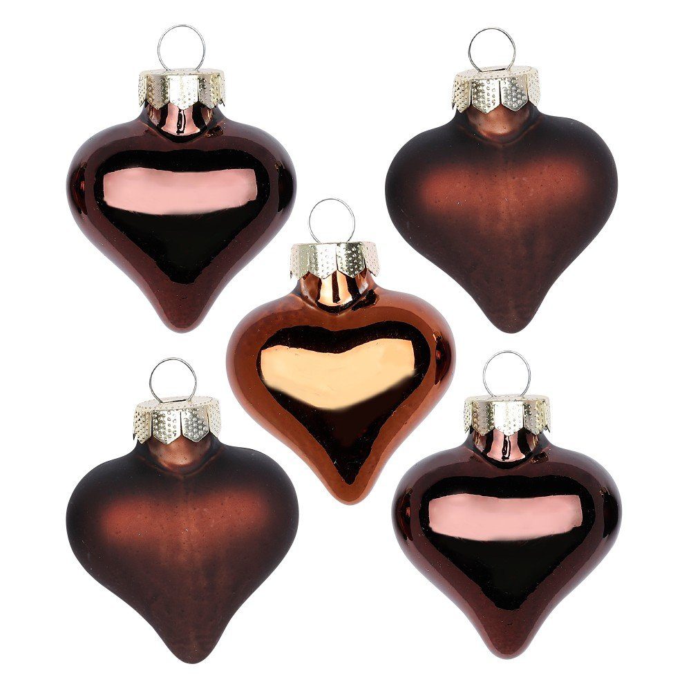 Cognac Stück 8 - by Diamond Christbaumschmuck MAGIC Glas Christbaumschmuck, 4cm Inge Herzen