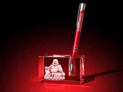 GLASFOTO.COM Buddhafigur lachender Buddha - Stifthalter