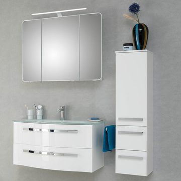 Lomadox Waschtisch FES-4005-66, weiß Spiegelschrank mit LED - 120/200/49,1cm