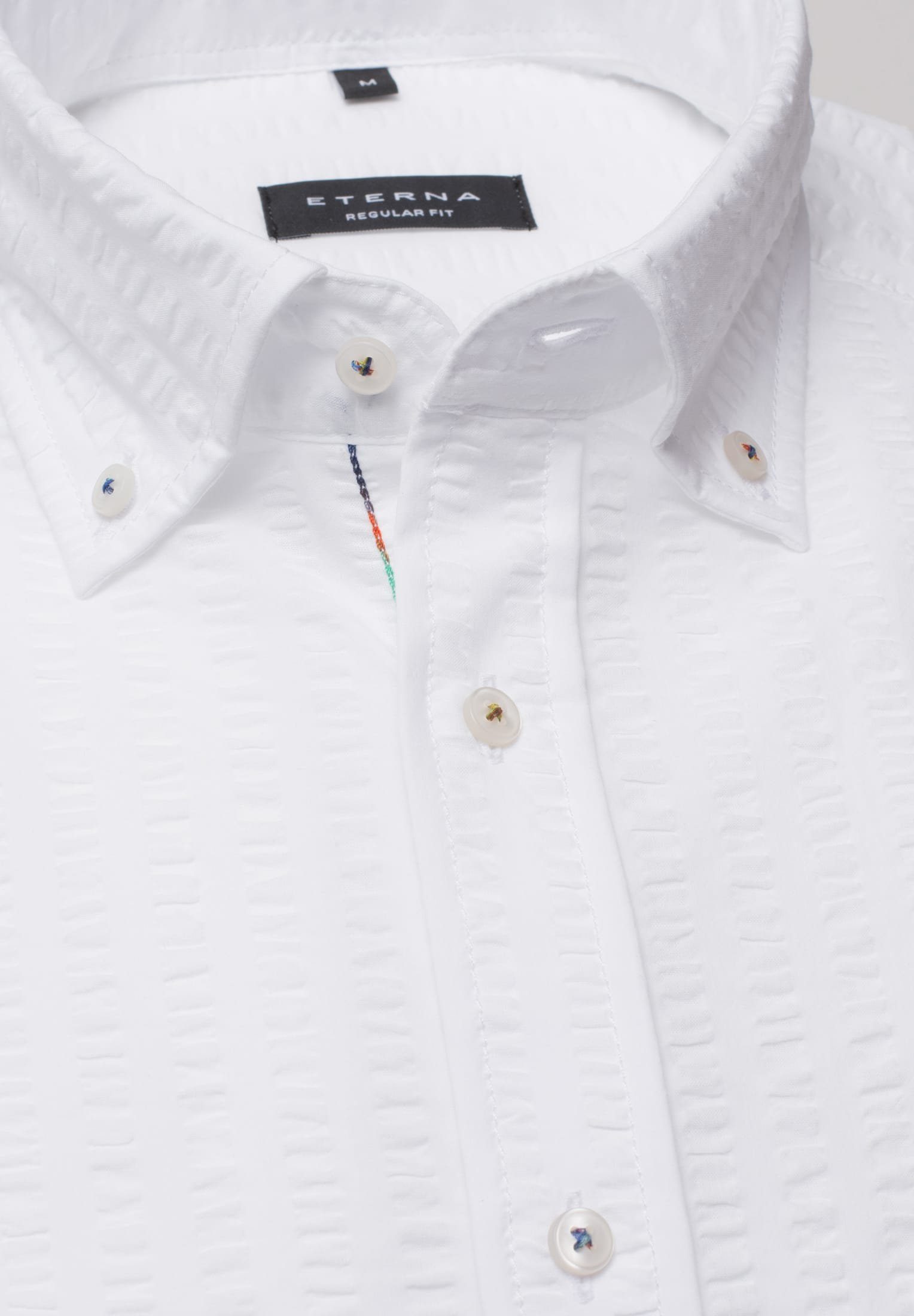 Eterna Klassische Bluse ETERNA REGULAR FIT Kurzarm Hemd weiß seersucker 2480-02-WS8B