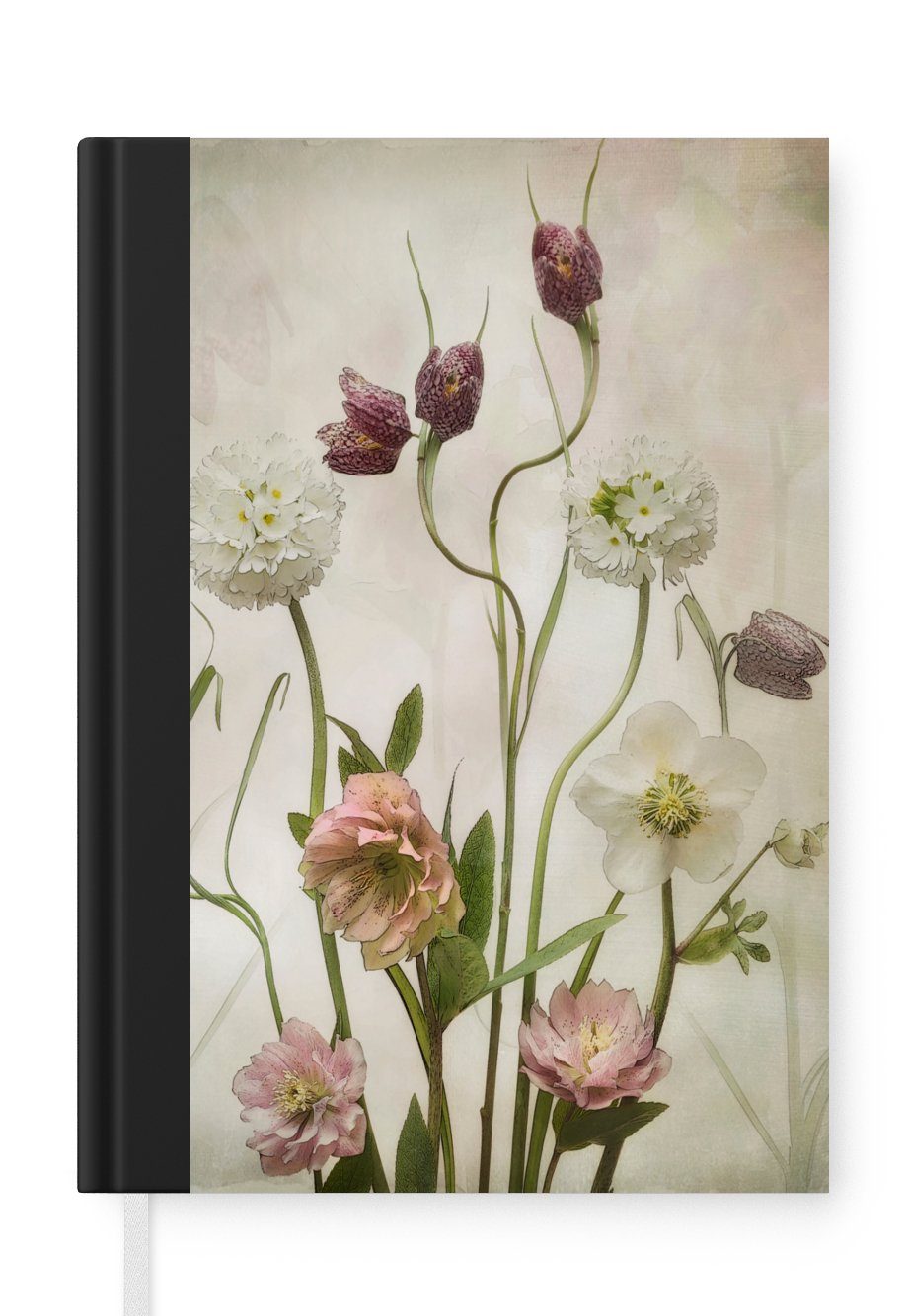 MuchoWow Notizbuch Blumen - Frühling - Garten - Stilleben, Journal, Merkzettel, Tagebuch, Notizheft, A5, 98 Seiten, Haushaltsbuch