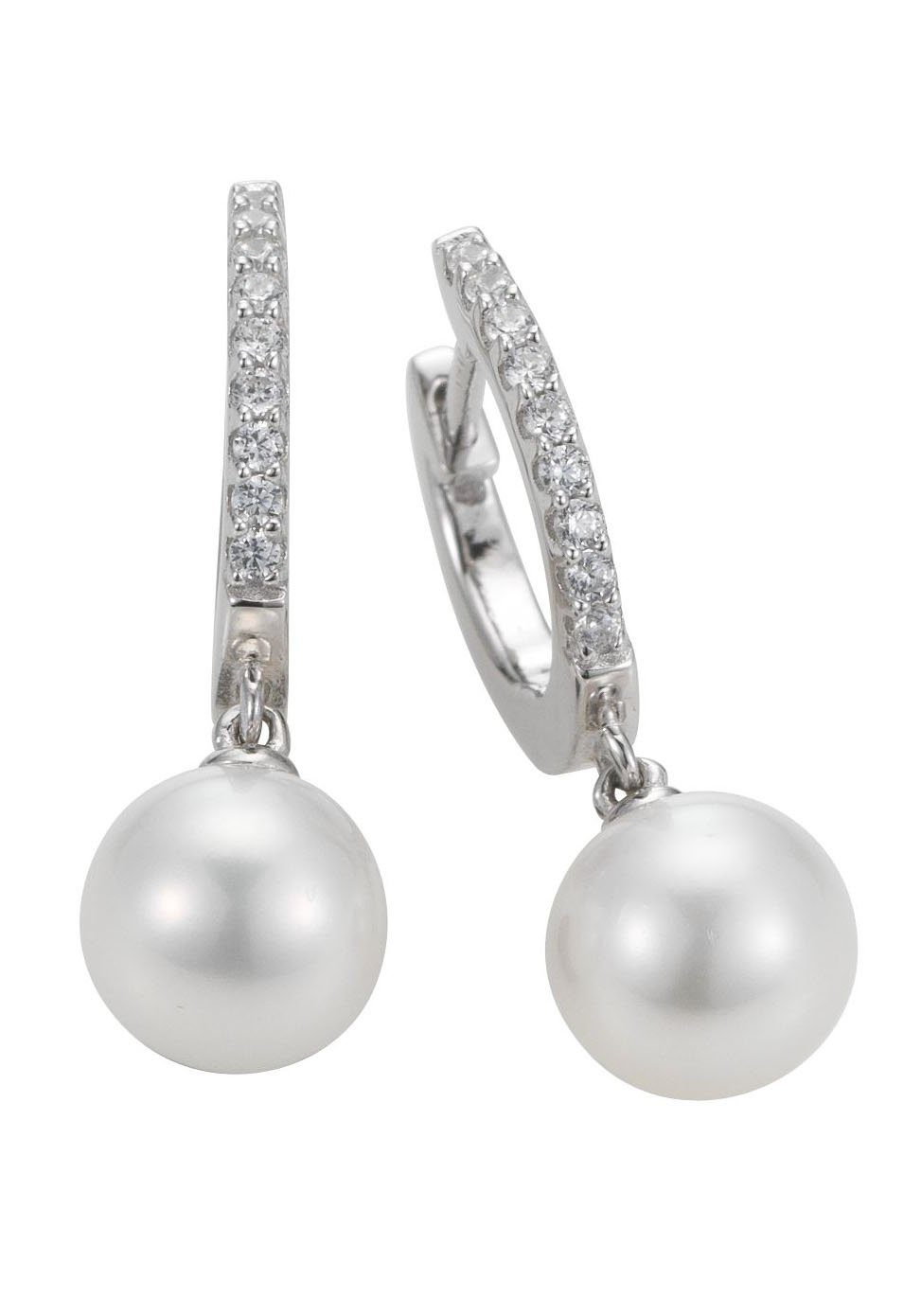 Adriana Paar Creolen Genua, G9-90, G9-94, Made in Germany - mit Zirkonia (synth) - mit Süßwasserzuchtperle