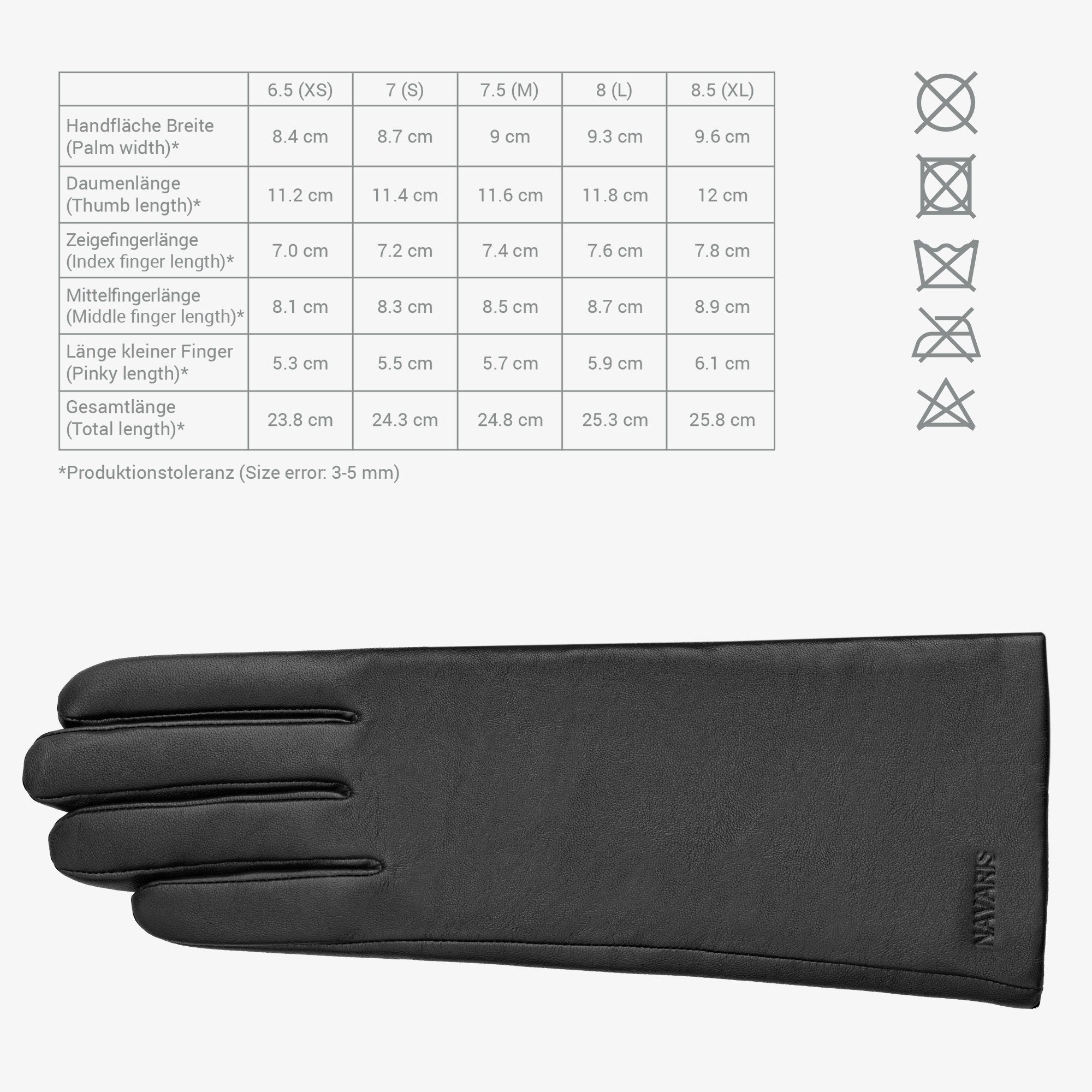 Sport Sporthandschuhe Navaris Lederhandschuhe Touchscreen Nappa Handschuhe für Damen - aus Lammleder mit Kaschmir Mix Futter - D