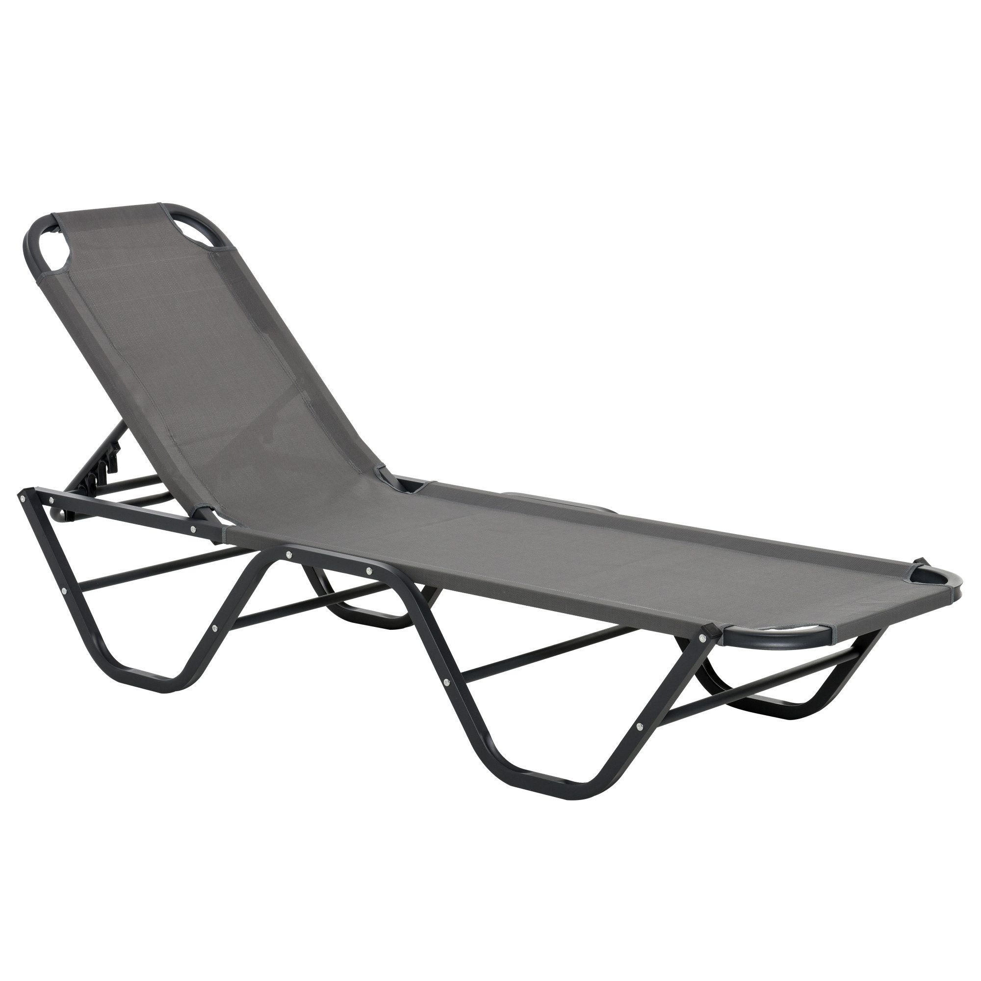 Gartenliege Sonnenliege Strandliege 5-stufige Alu Relaxliege Texteline Grau