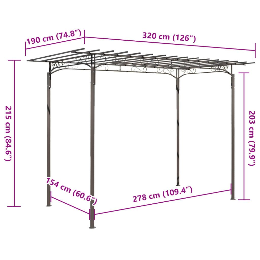 vidaXL Pergola Stahl Pavillon Gartenlaube Gartenhaus Laube Gartenhaus, Pavillon Stahl 215cm Gartenpavillon Überdachung Pergola Rosenpavillon – Bild 5 von 5