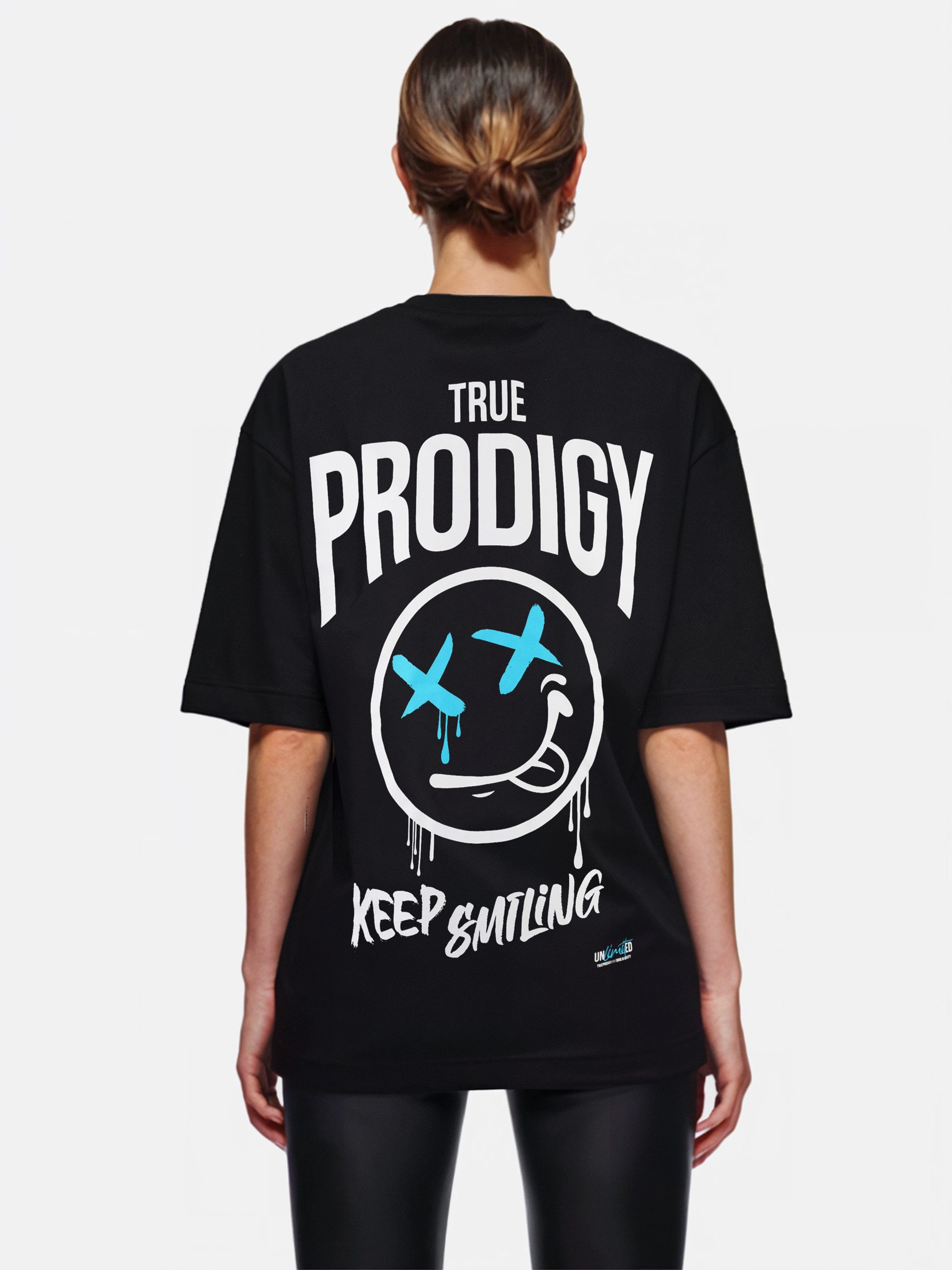 trueprodigy Oversize-Shirt Kenji F Logoprint Rundhals dicker Stoff