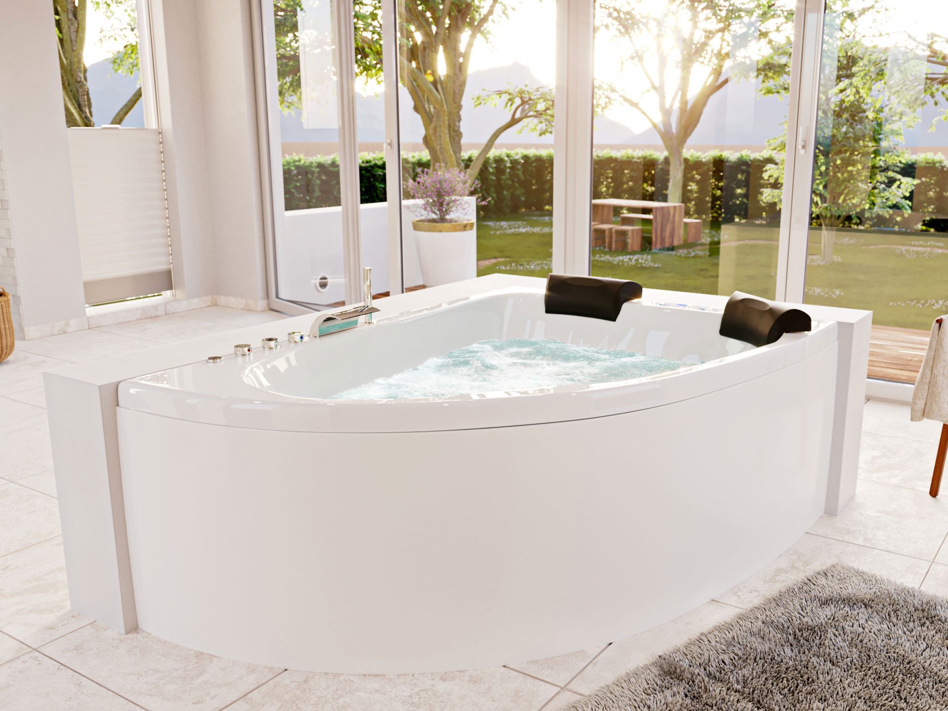 Magnolia Home Whirlpool Langeck Whirlpool Royal XL 180x130 rechts Made in Germany 21 Düsen mit