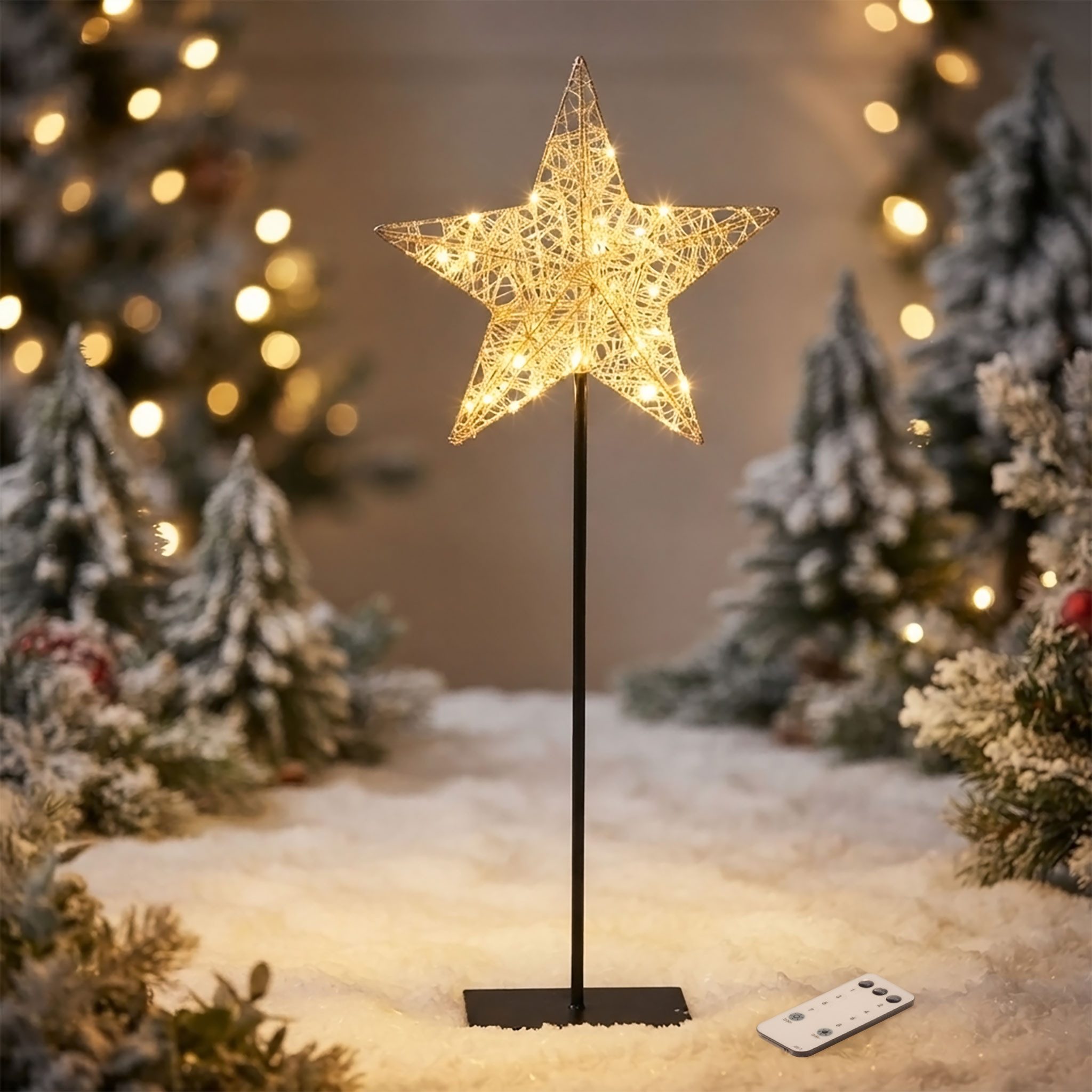 Spetebo LED Dekolicht Weihnachtsbeleuchtung in Gold mit Timer, dimmbar, LED fest integriert, warm weiß, 8 verschiedene Leuchtmodi sorgen für abwechslungsreiche Lichteffekte