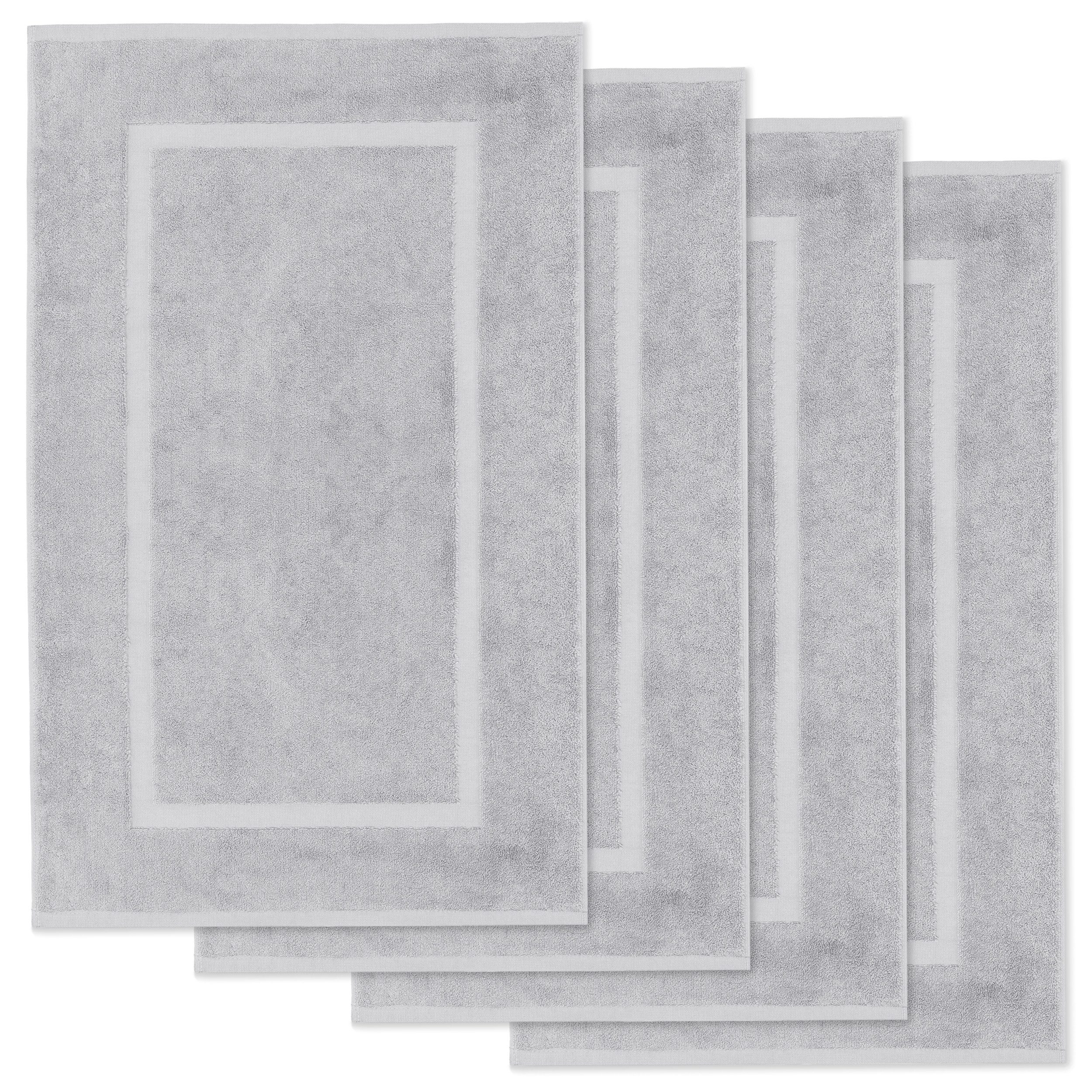 Lavea Badematte 4er Set Badeteppiche Elena Frottee 50x80 cm Badvorleger, 100% Baumwolle, 500 g/m² Frottier, weich & saugstark, pflegeleicht