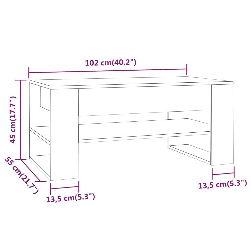 vidaXL Couchtisch Couchtisch Weiß Weiß 102x55x45 | (1-St) Weiß Holzwerkstoff cm