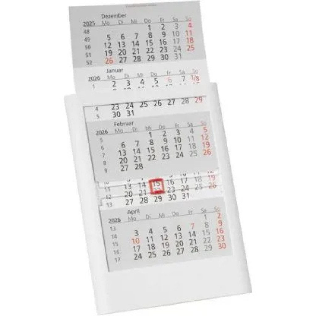 Tischkalender Tischkalender Einsteckkalender 2025/2026, Roter Schieber und Feiertagskennzeichnung für Deutschland