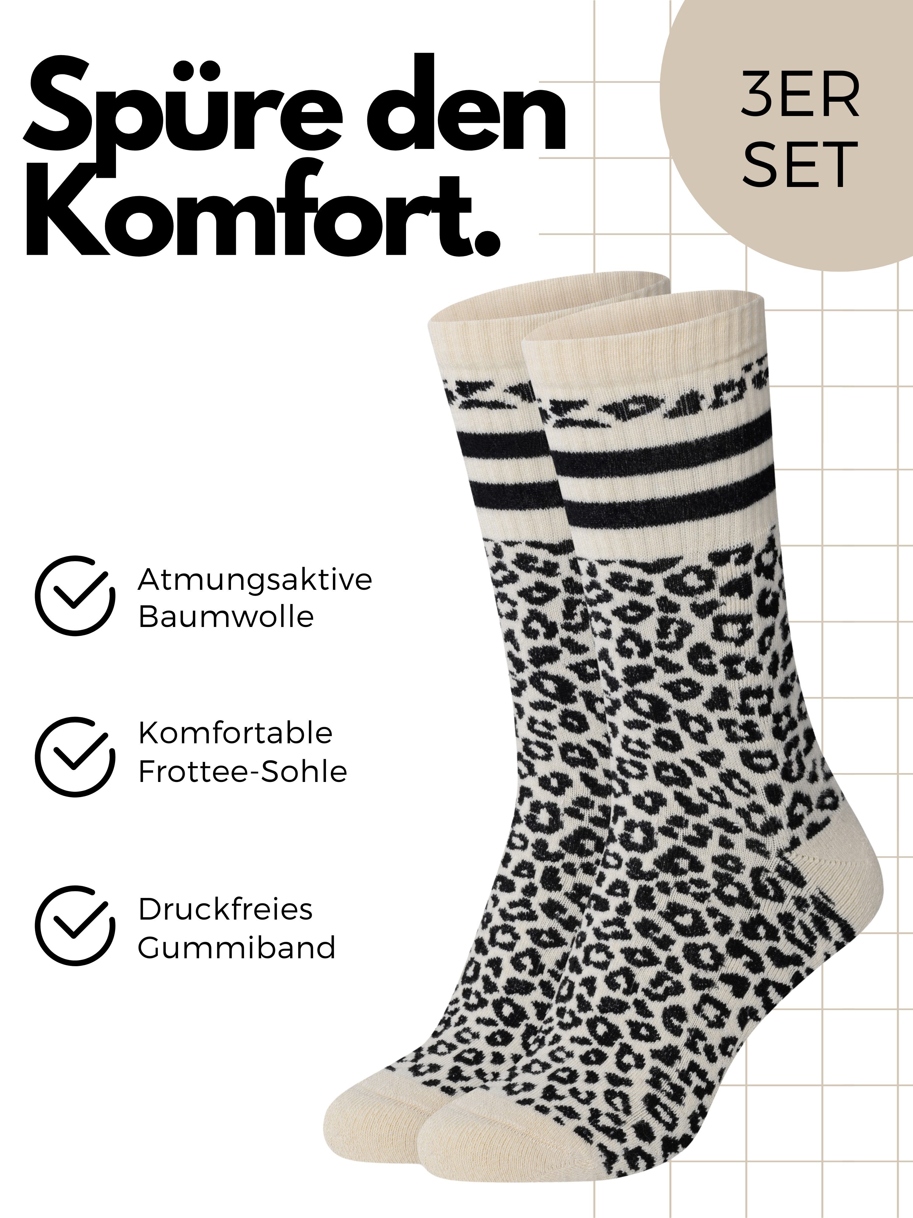 Studio Nolis Tennissocken Leo - Socken Damen Leo Print - Crew Socks Leopard günstig online kaufen