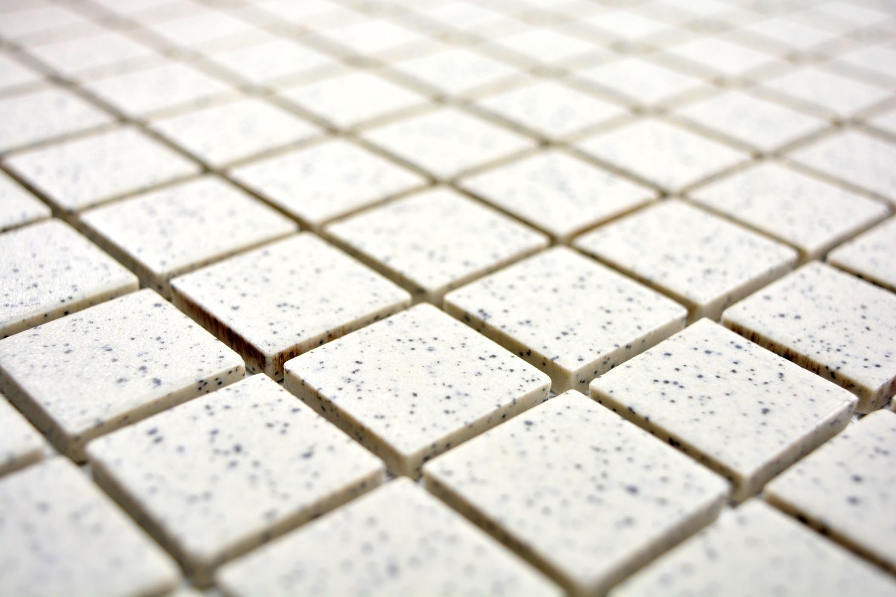Fliese unglasiert Keramik Mosani Boden Bad cremeweiß Mosaikfliesen Mosaik gesprenkelt