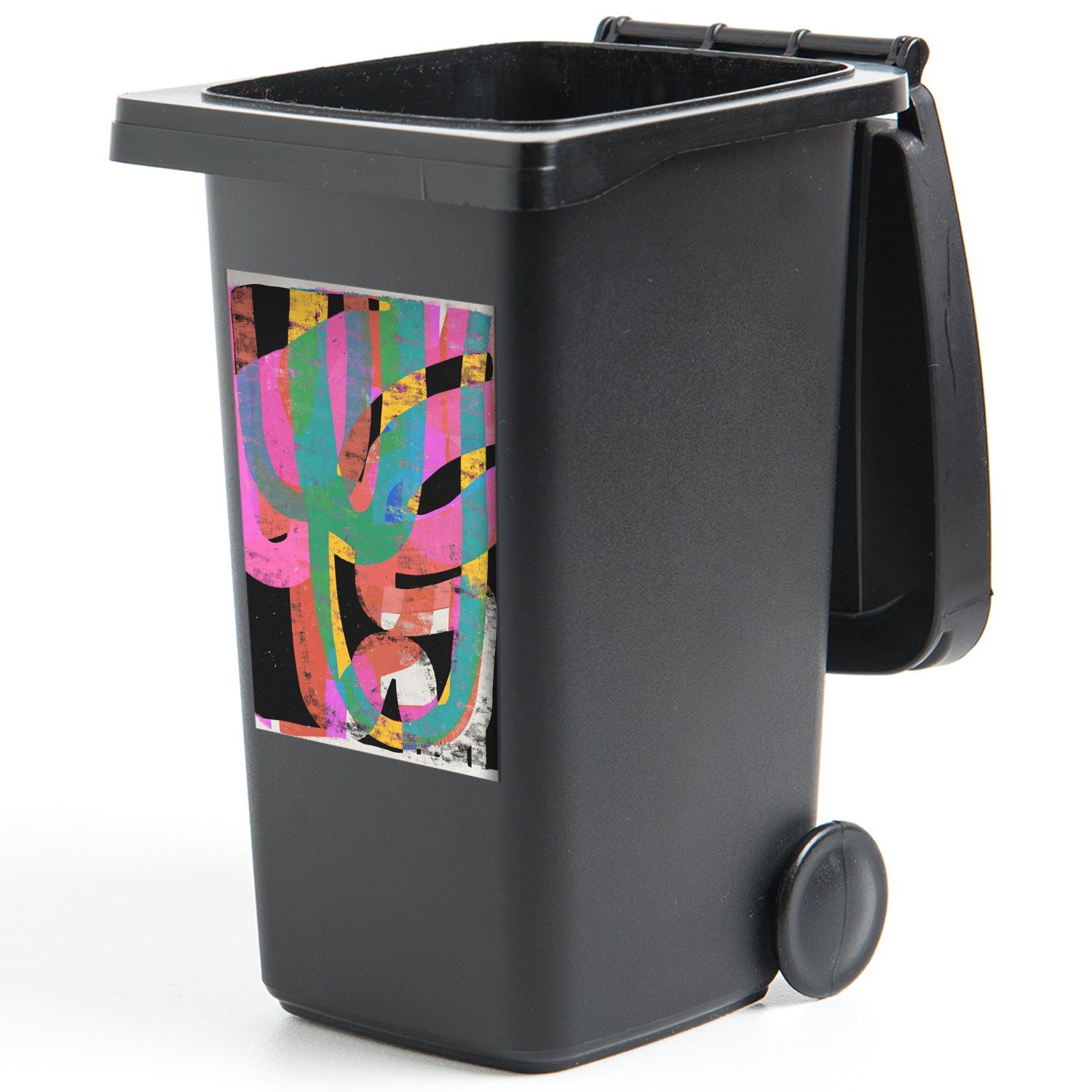 St), Abstrakt Grün MuchoWow Mülltonne, - - (1 Abfalbehälter Rosa Wandsticker - Mülleimer-aufkleber, Farben Kunst Sticker, - Container,