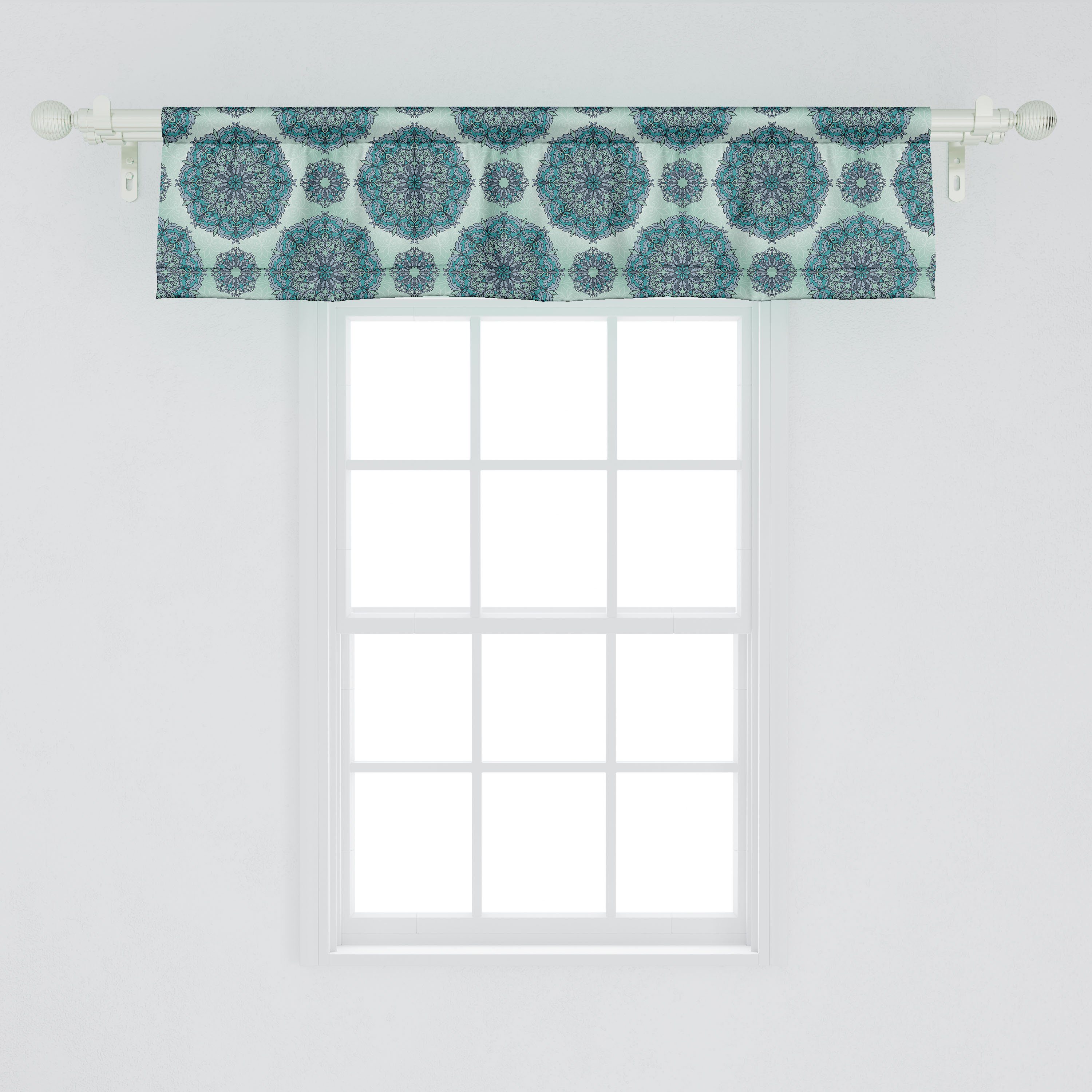 Scheibengardine Vorhang Volant Abakuhaus, für Dekor Jumble Ethnisch Küche Schlafzimmer Stangentasche, Microfaser, mit Medaillon