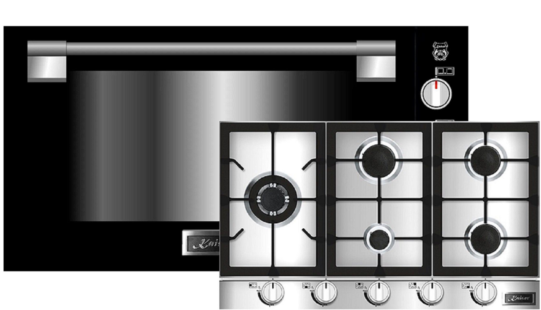 Kaiser Küchengeräte Gasherd-Set EG 9371+KG 9357/3, Einbau Gas Backofen 90  cm 79L +Gas-Kochfeld