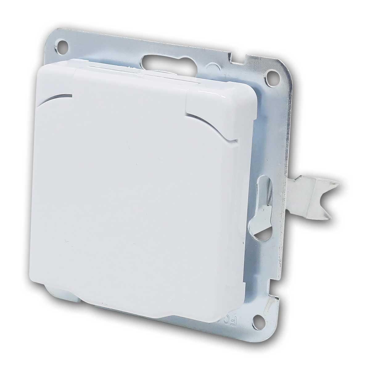 ChiliTec Unterputz-Steckdose DELPHI Steckdose IP40 mi Deckel 250V~/ 16A UP weiß