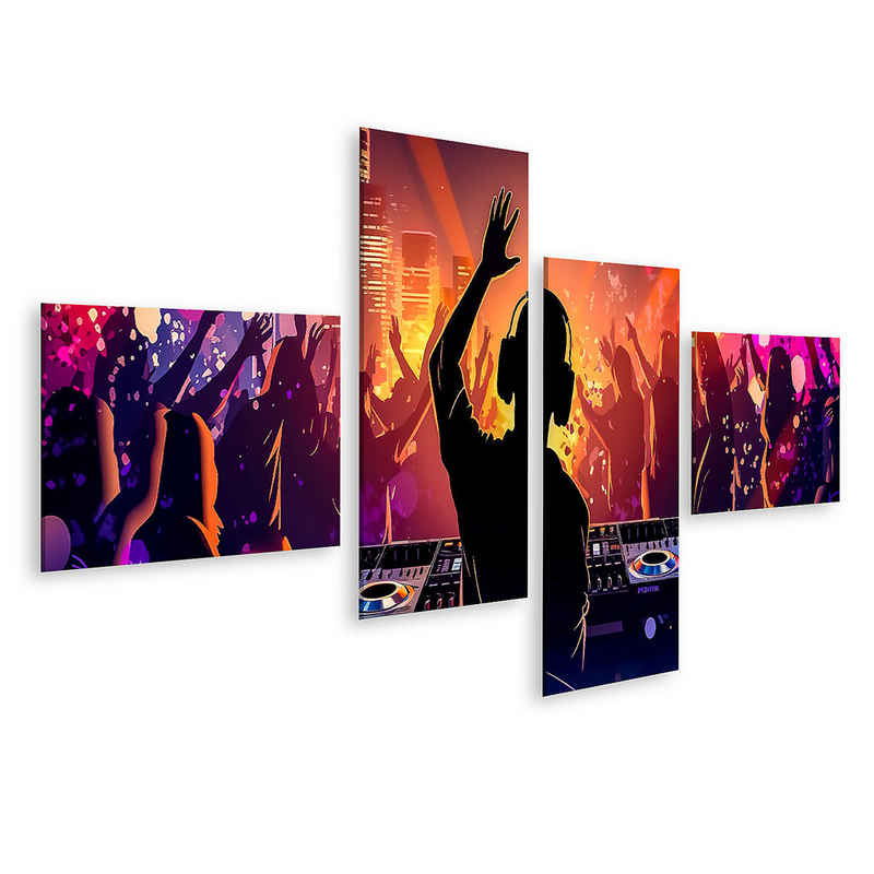 islandburner Leinwandbild Dj Plays Night Club Disco Banner Bilder