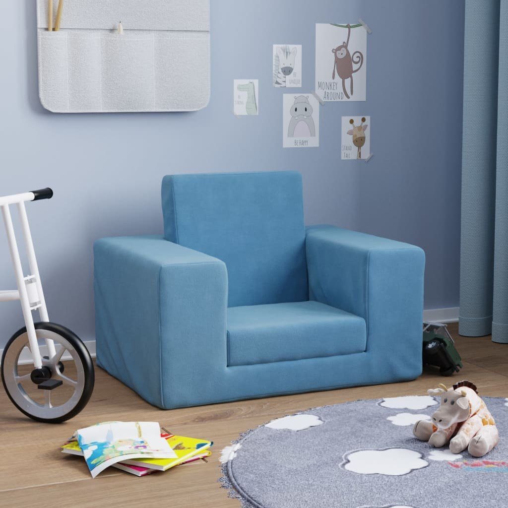 furnicato Kindersofa Blau Weich Plüsch