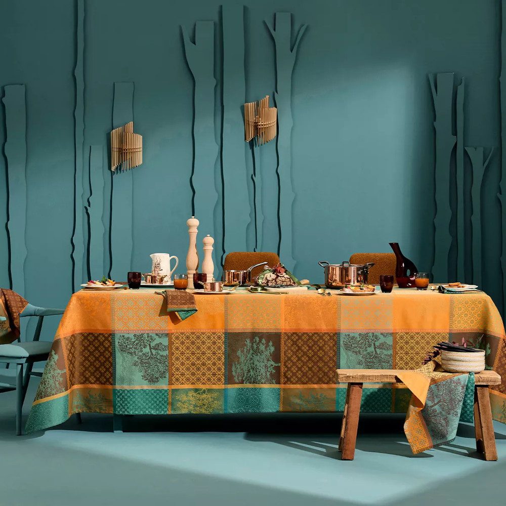 Garnier Thiebaut Tischdecke Mille Trees Foret - Jacquard gewebte Baumwolle, Made in France