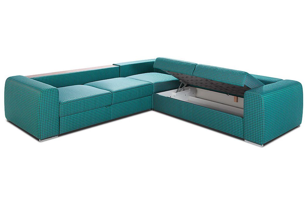 Ecksofa Freistehende JVmoebel Regal Polster Sofa Ecksofa, Sitz Couch Blau Wohnlandschaft