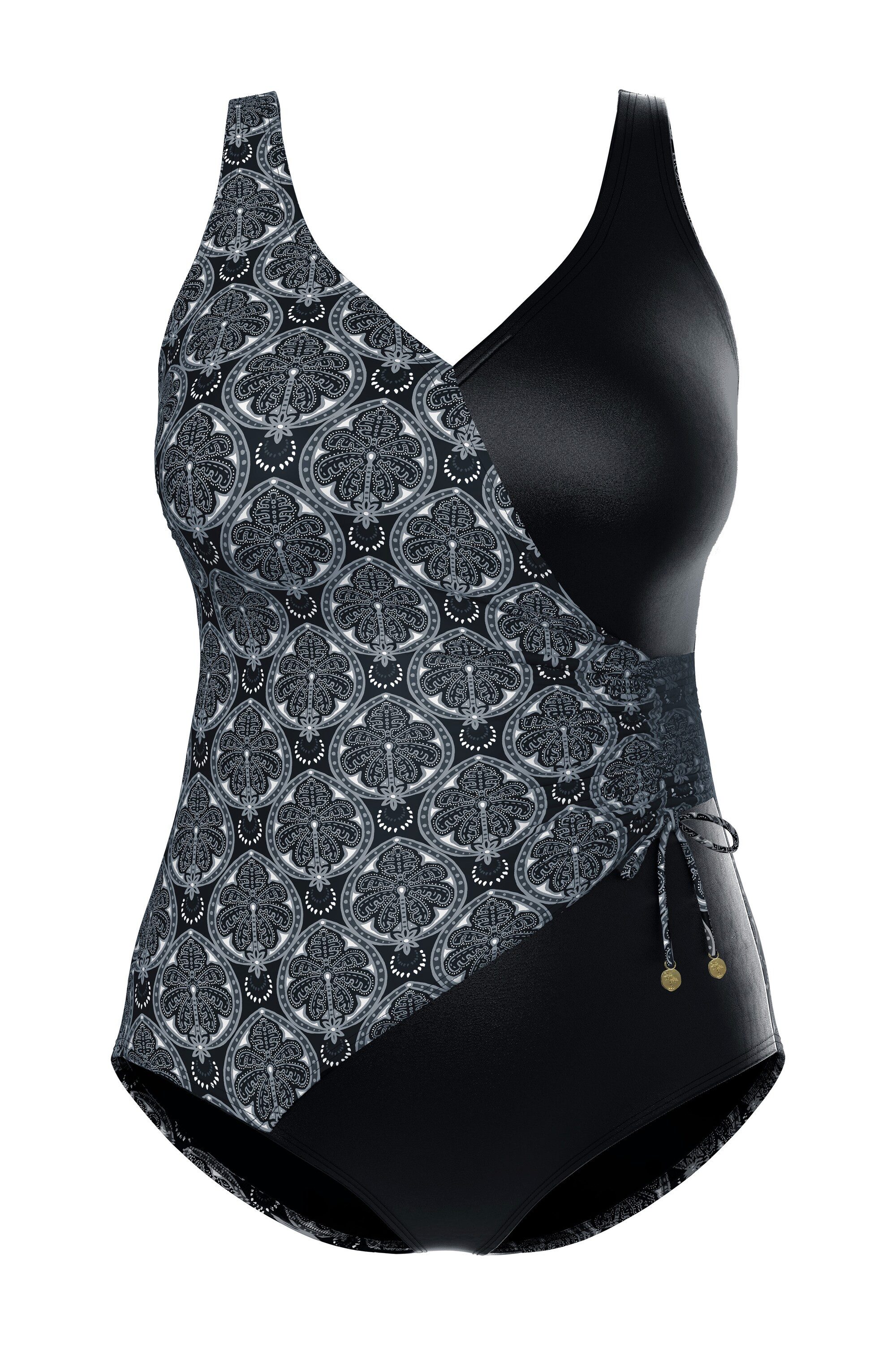 Ulla Popken Badeanzug Badeanzug Wickeloptik Softcups Zierschnalle günstig online kaufen