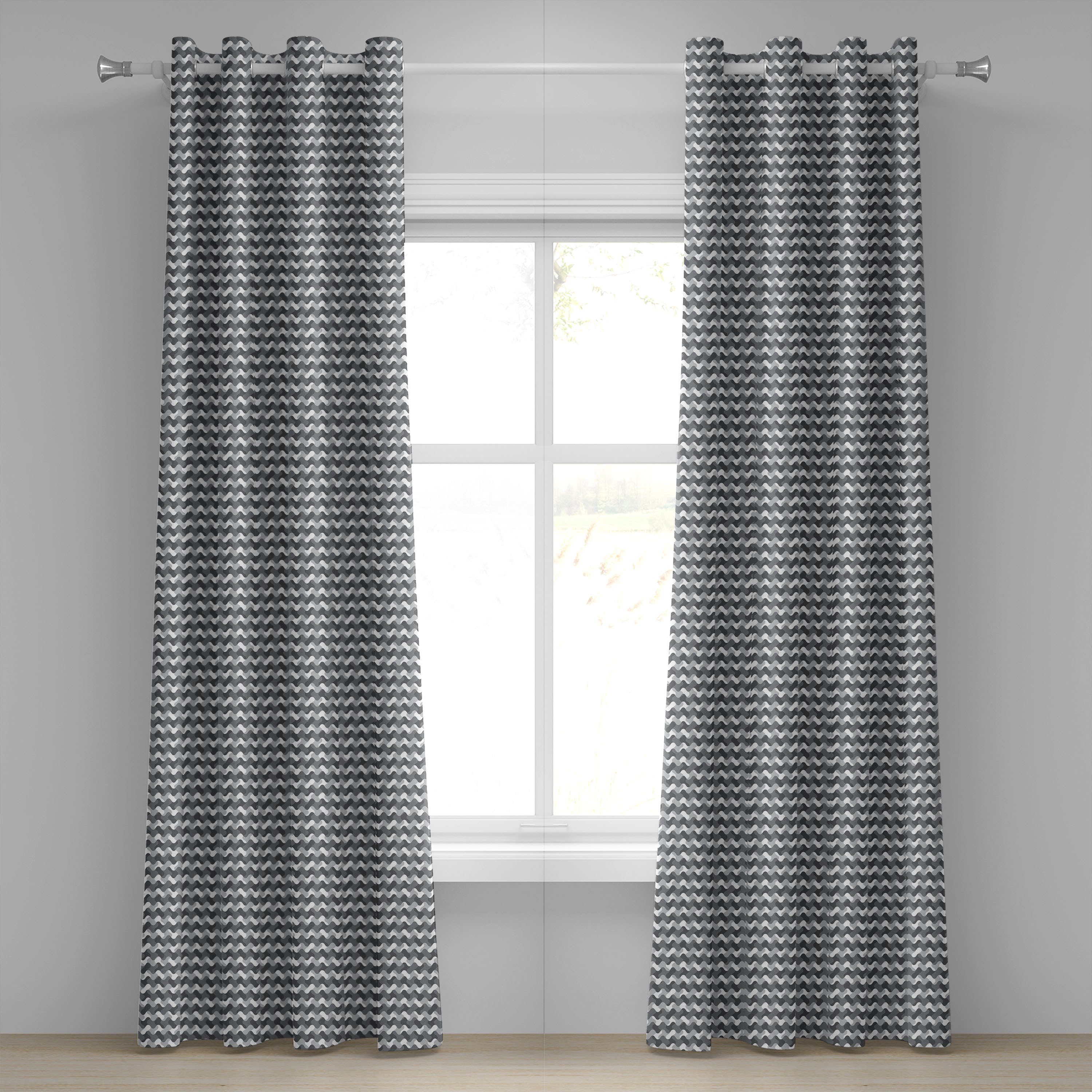 Gardine Dekorative 2-Panel-Fenstervorhänge für Schlafzimmer Wohnzimmer, Abakuhaus, Jahrgang Gradient Retro Linien | Fertiggardinen