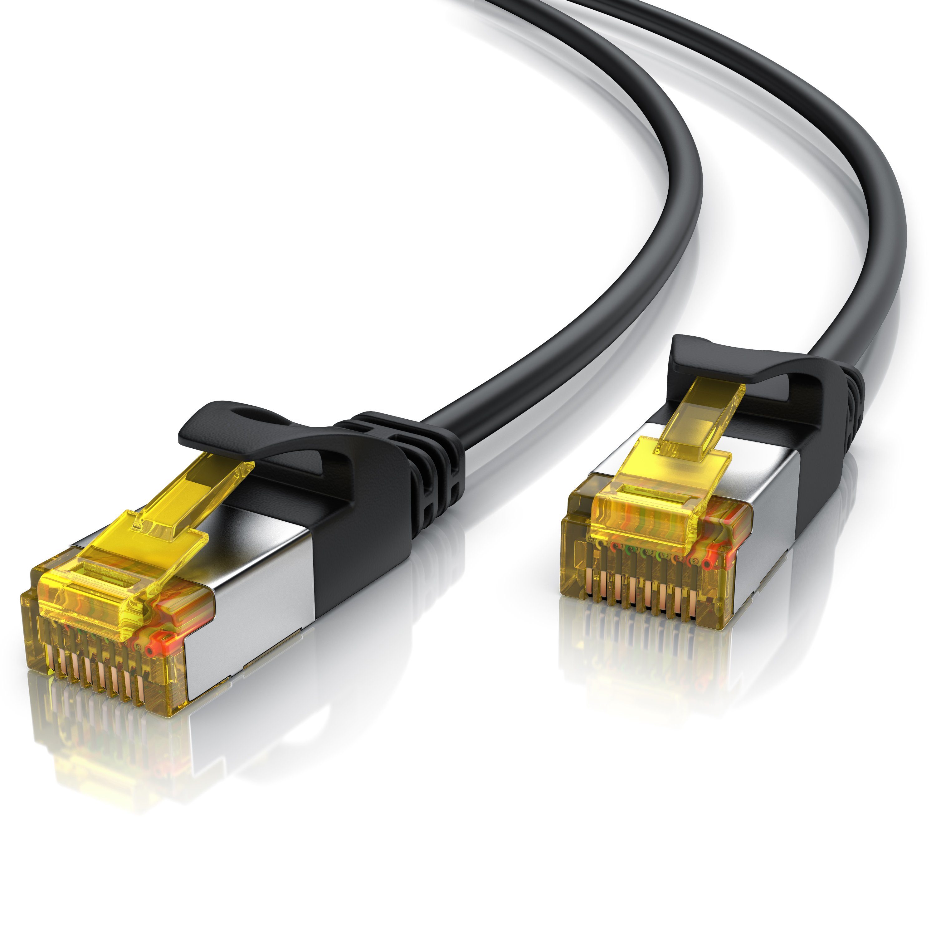 Primewire LAN-Kabel, CAT.7, RJ-45 (Ethernet) (100 cm), Slim Patchkabel Cat 7, Gigabit Kabel, 10000 Mbit Netzwerkkabel - 1m