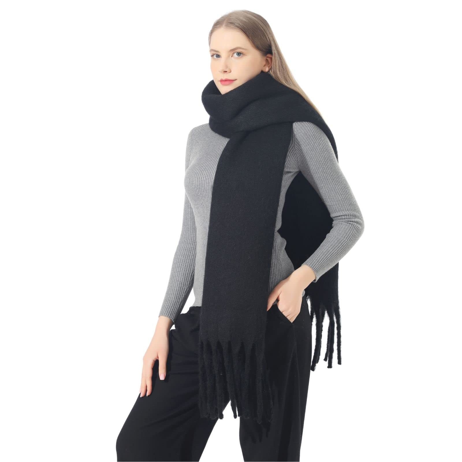 Coonoor Modeschal Damen Warm Herbst Winter unifarben mit quasten, Einfarbig Schals, Tücher für abendkleid xl Stola Scarf Winterschal MEHRWEG