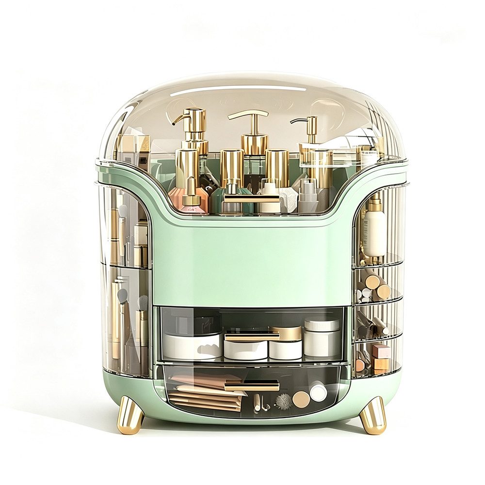 AFKSMILE Make-Up Organizer Schminktisch Organizer, Kosmetik Organizer mit Deckel Und Schubladen, Kosmetik-Vitrine &Hautpflege-Aufbewahrung für Schminktisch,Bad &Vanity