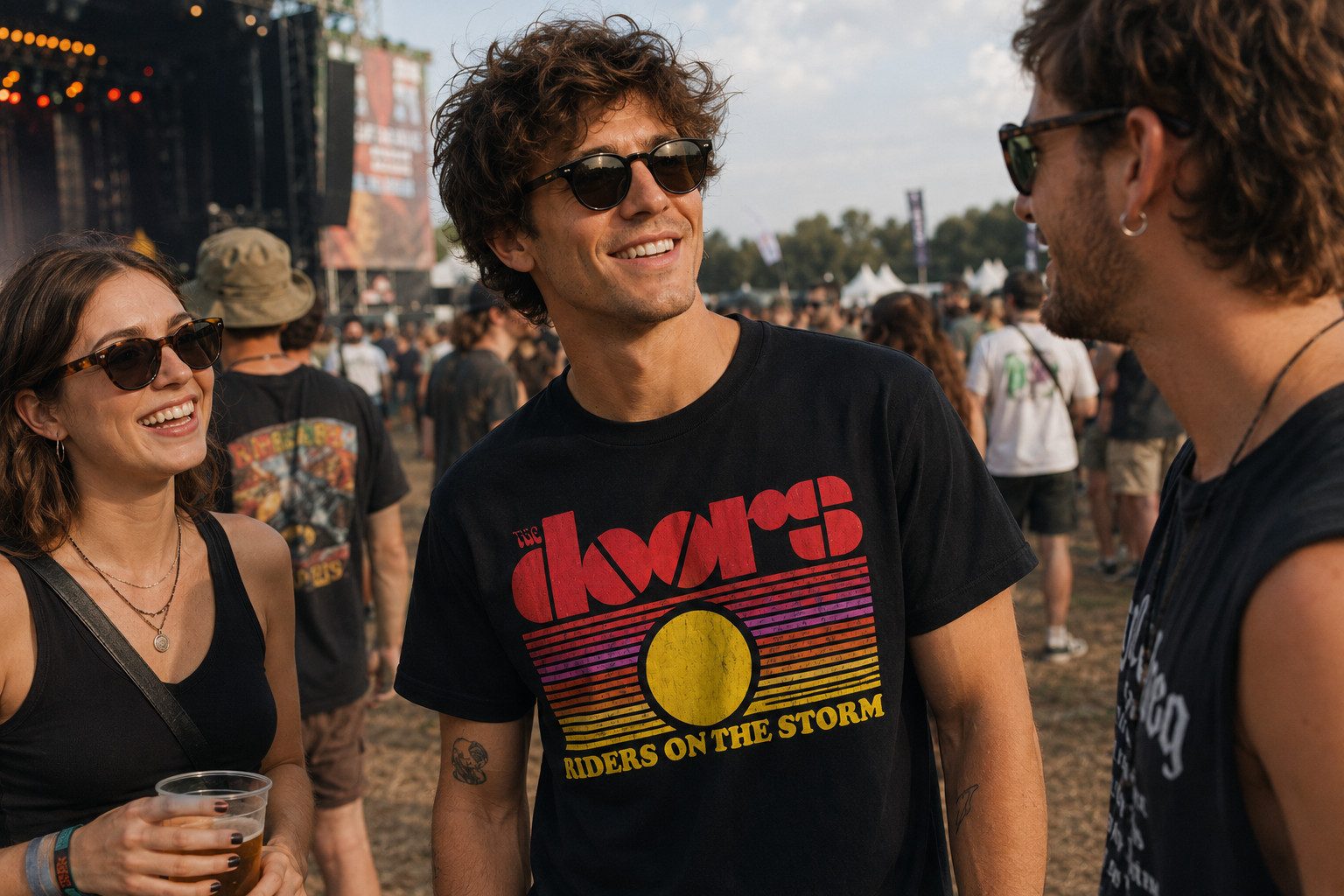 coole-fun-t-shirts Print-Shirt The Doors Riders on the Storm T-Shirt Herren Schwarz Rock Band The Doors Festival Concert T-Shirt Herren Bandshirt
