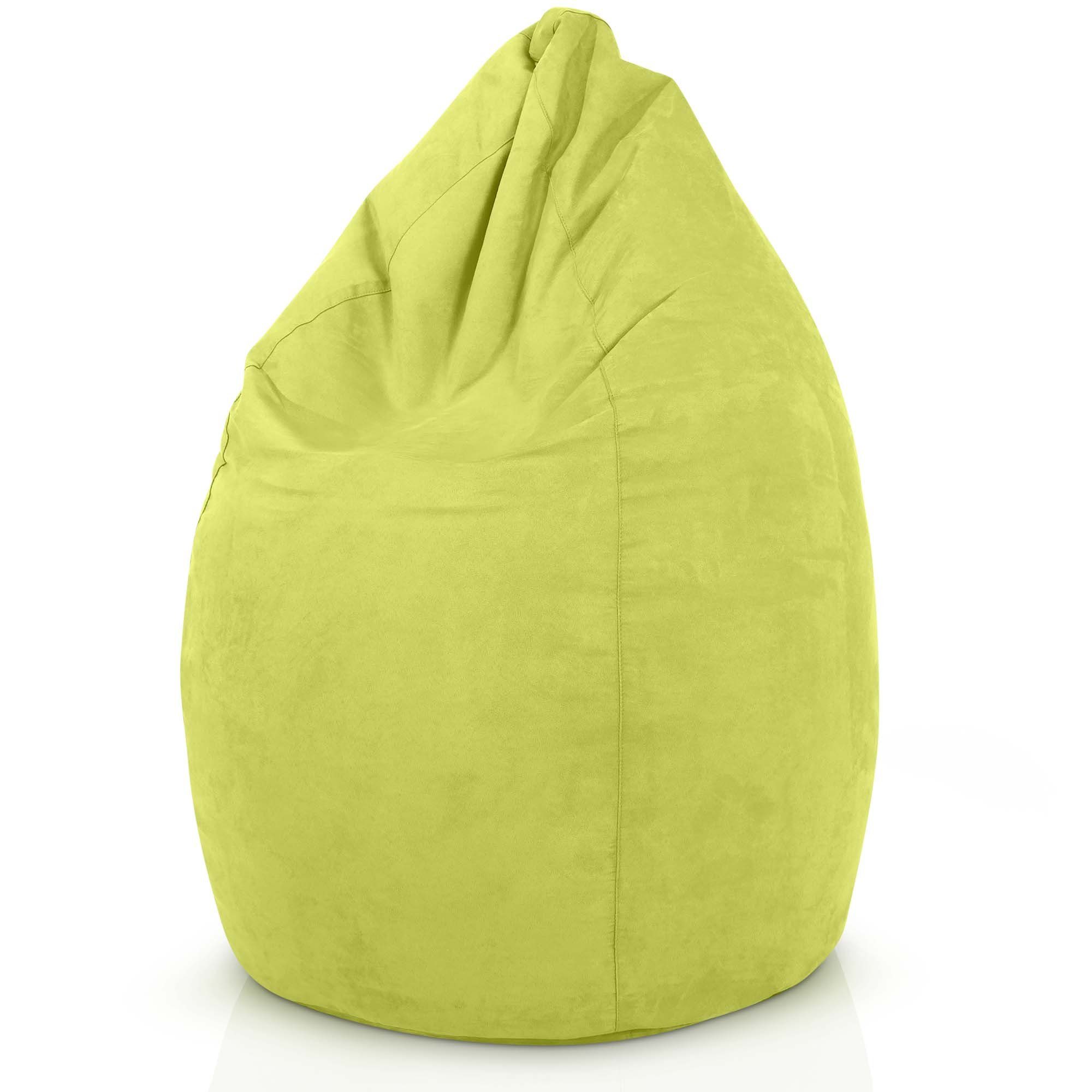 Green Bean Sitzsack Drop (Sitzsack mit Rückenlehne 60x60x90cm - Indoor Sitzkissen 220L Füllung, Kuschelig Waschbar), Bean Bag Bodenkissen Lounge Chair Sitzhocker Kindersitzsack grün