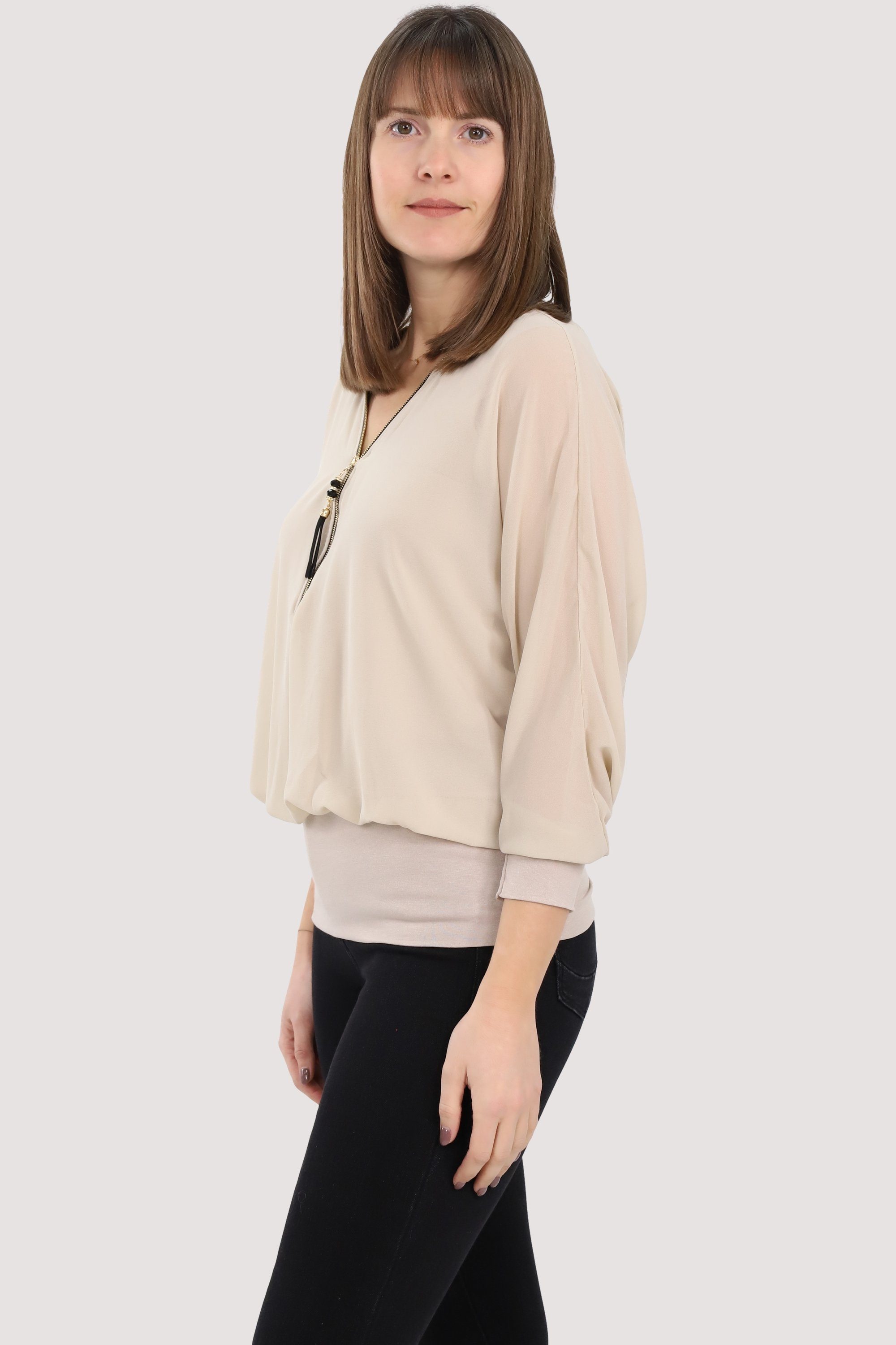 malito more than fashion Chiffonbluse 6297 Bluse mit Fledermausärmeln Einhe günstig online kaufen