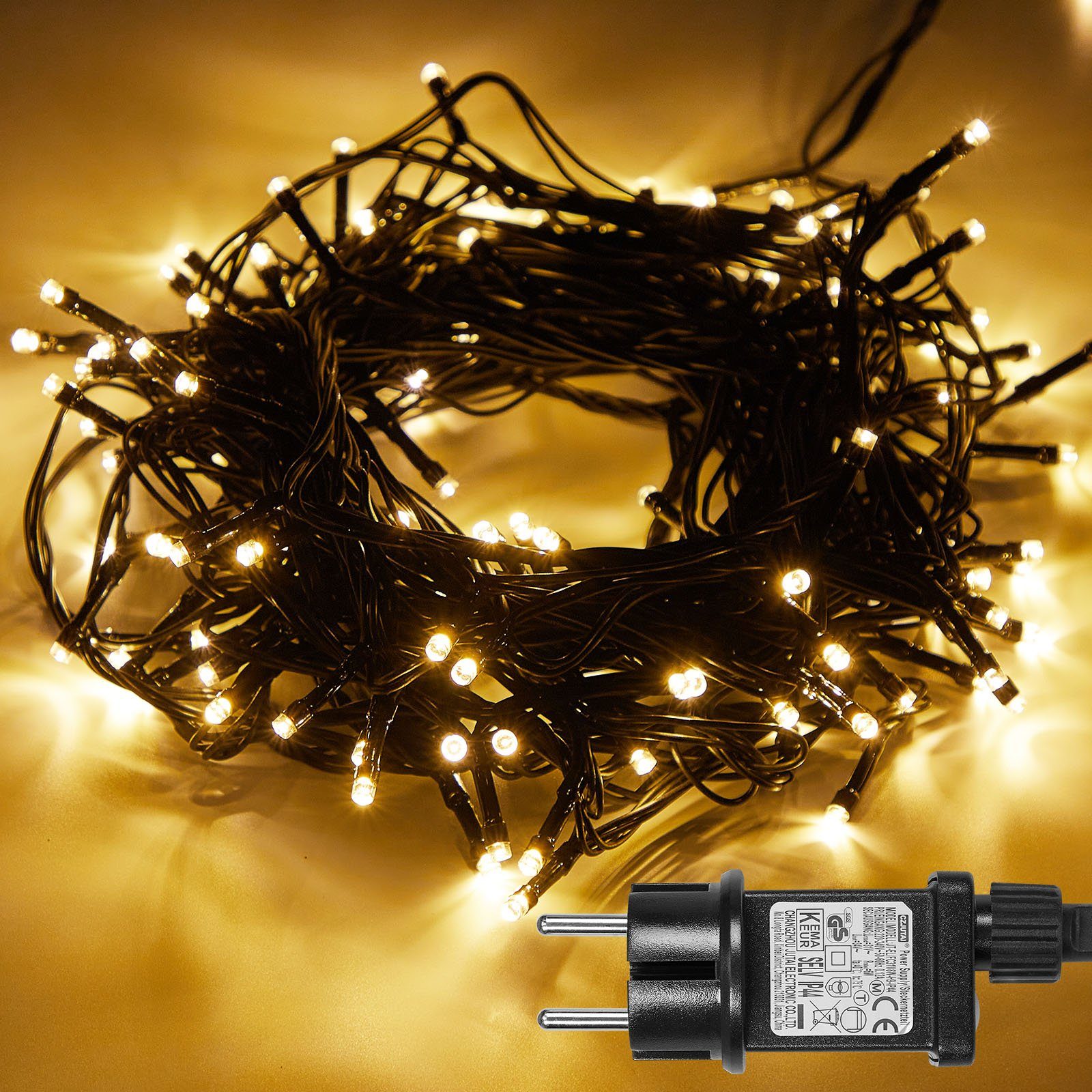 Sunicol LED-Lichterkette 20/50/100M, Schwarzer Draht, für Weihnachtsbaum Garten Party, 200-flammig