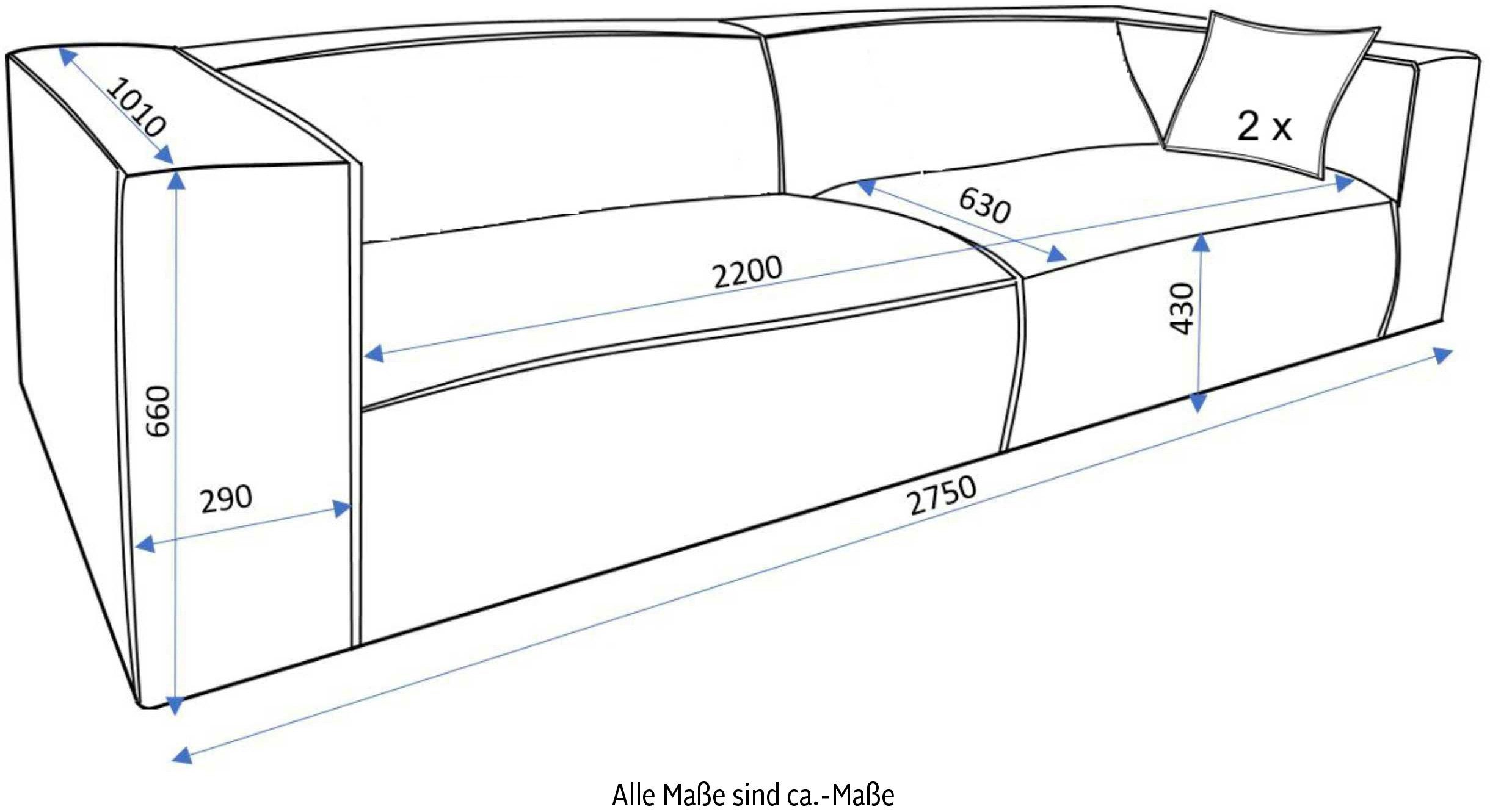 hellgrau trendiger BAKELS, andas in 3 3-Sitzer lieferbar Mega-Cord, Farben