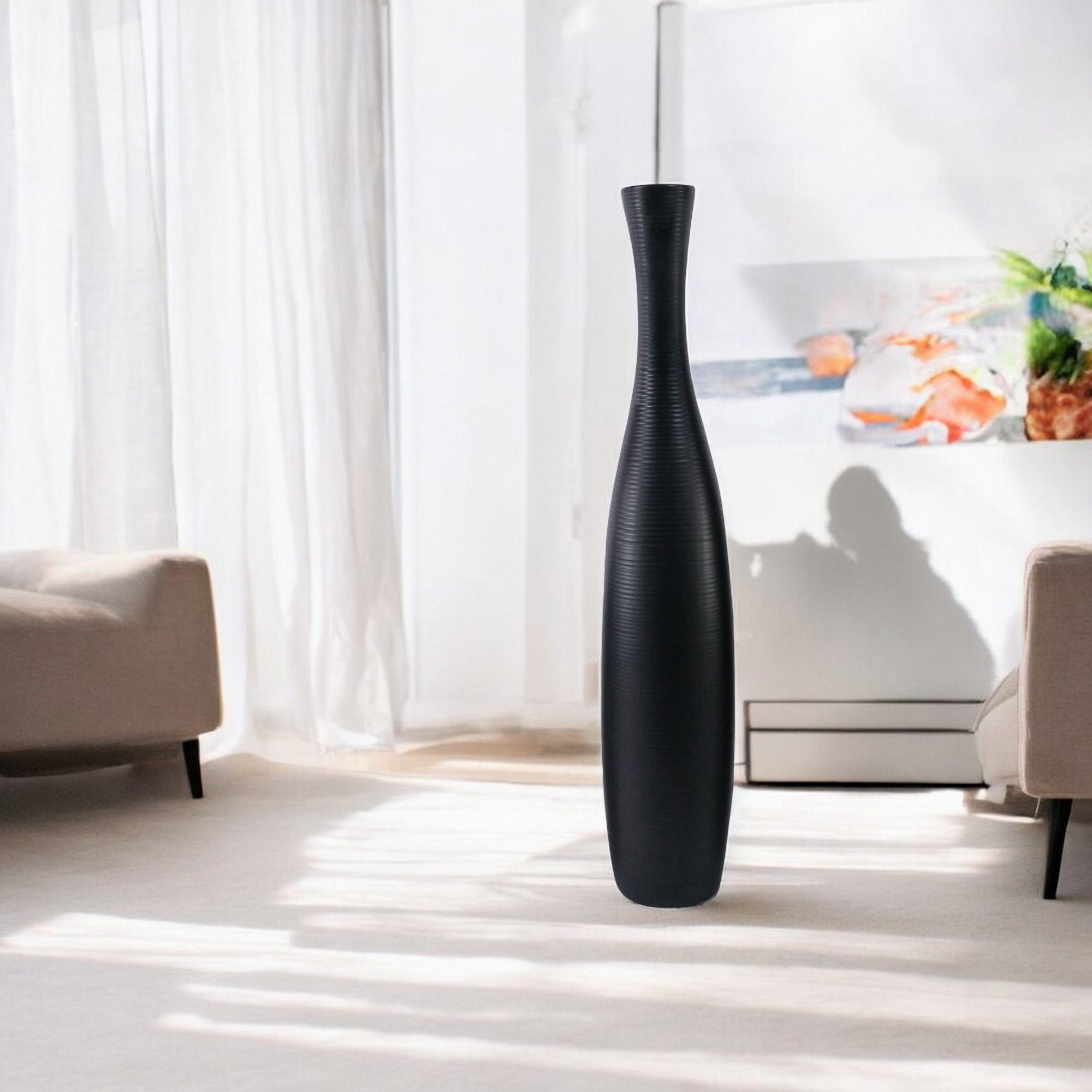 trends for living Bodenvase Edelste Deko-Bodenvase Hohe Keramikvase für Pampasgras & Dekozweige (1 Vase), Frostsicher,Hochtemperaturbeständig,Hält Wasser,Kratzfest,UV-beständig