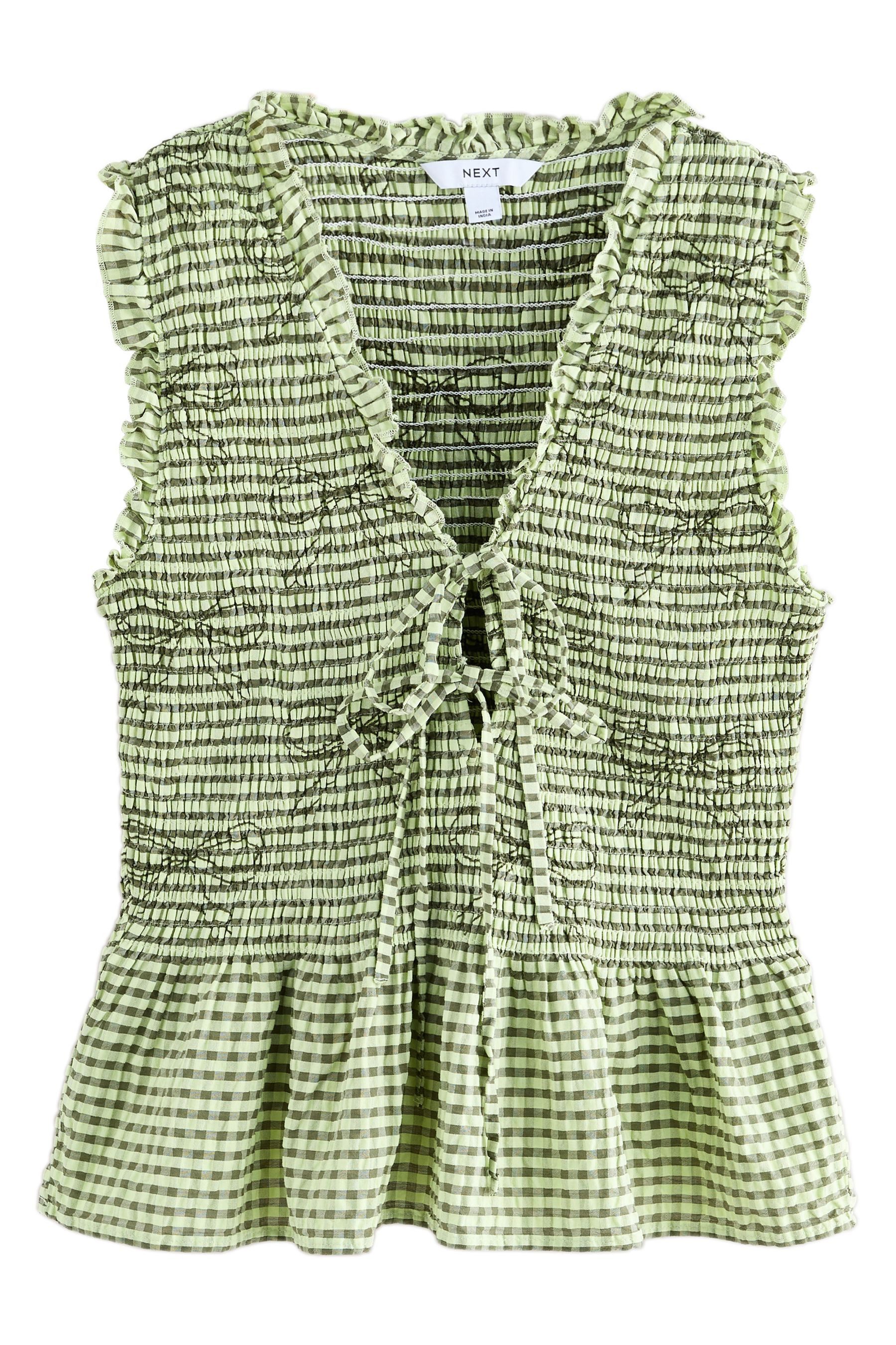 Next V-Shirt Oberteil mit V-Ausschnitt und Bindedetail vorne (1-tlg)