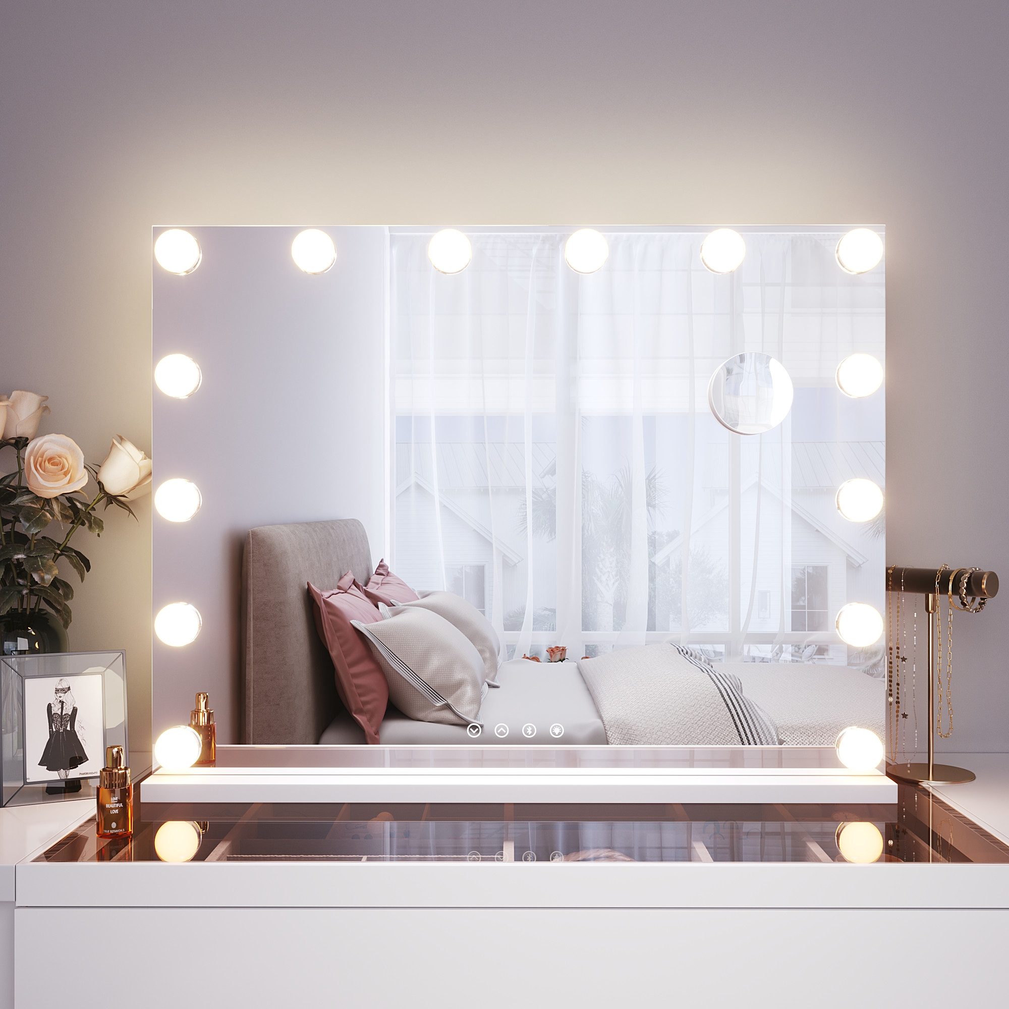 SONNI Schminkspiegel Schminkspiegel mit beleuchtung, Make-up, Hollywood Spiegel mit LED, 3 Farbe Licht