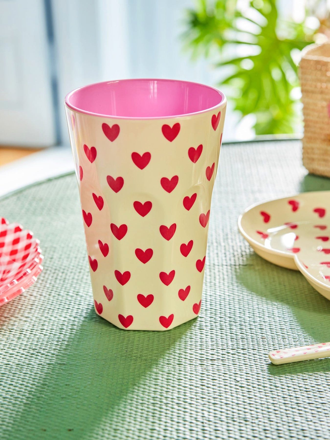 rice Becher Rice Melamin Becher Groß Herz Print Beige, 1-tlg., Melamin