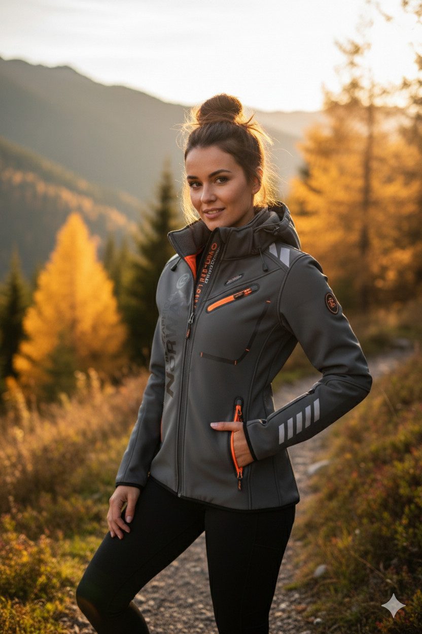 Geographical Norway Softshelljacke Damen Leichte Übergangsjacke mit Kapuze wasserabweisend, Gr. S–XXL