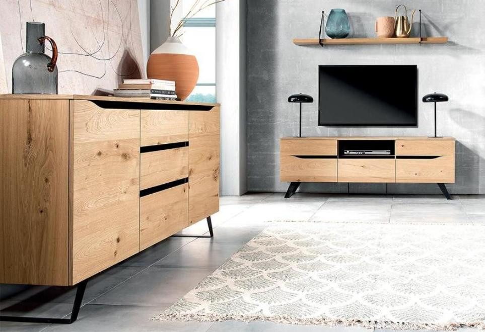 TV-Schrank Moderne Wohnwand in Hochglanz Weiß mit Stauraum und Regal